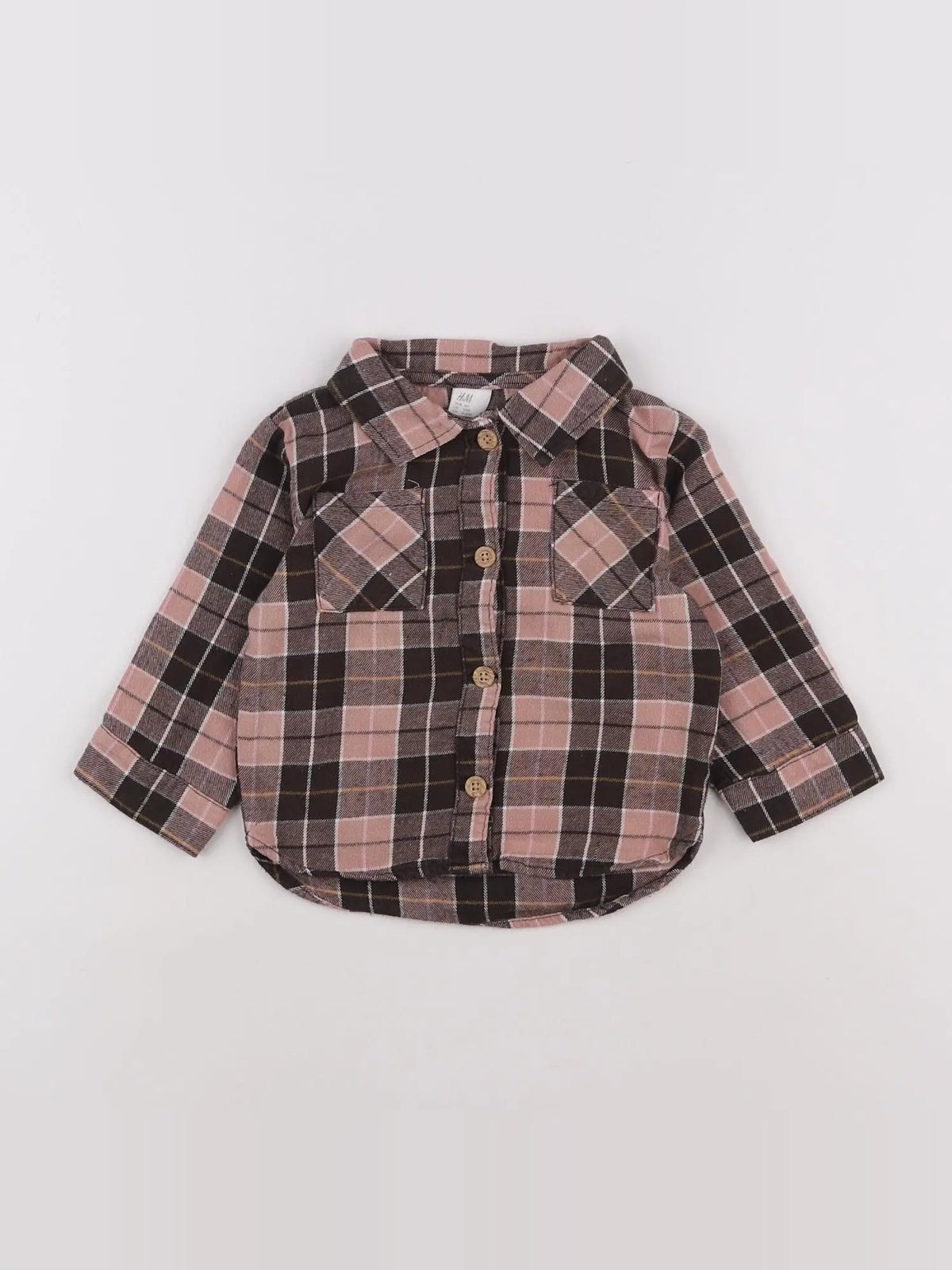 H&M - chemise marron, rose - 9/12 mois