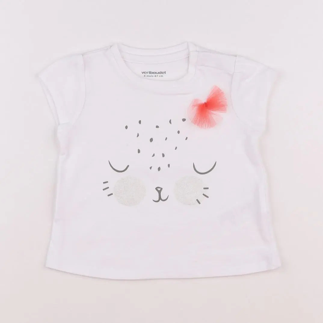 Vertbaudet - tee-shirt blanc - 6 mois