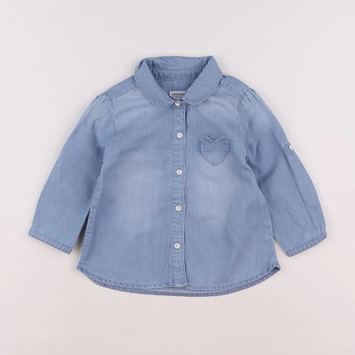 Vertbaudet - chemise bleu - 12 mois