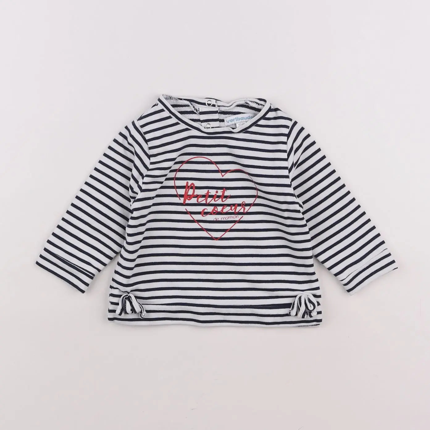 Vertbaudet - sweat blanc, bleu - 6 mois