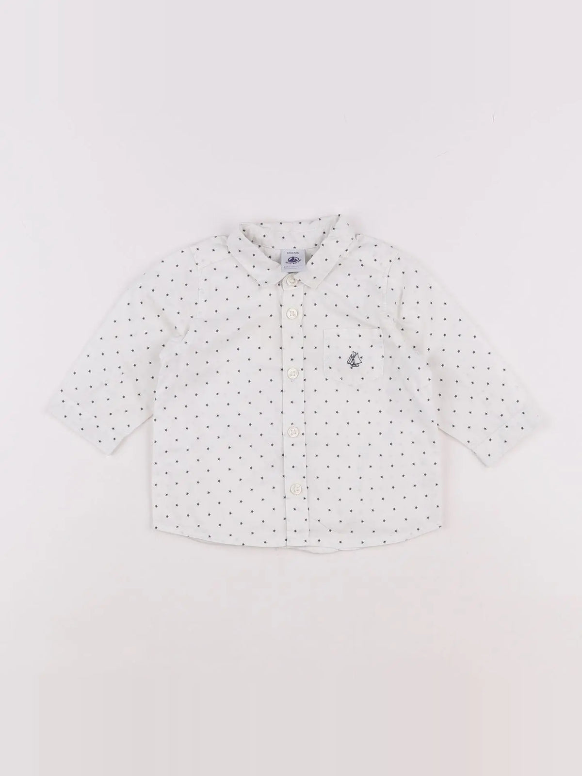 Petit Bateau - chemise blanc, bleu - 6 mois