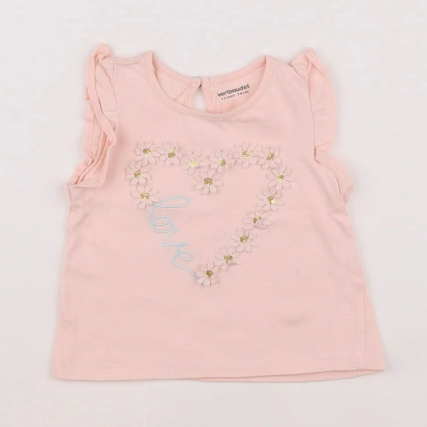 Vertbaudet - tee-shirt rose - 12 mois