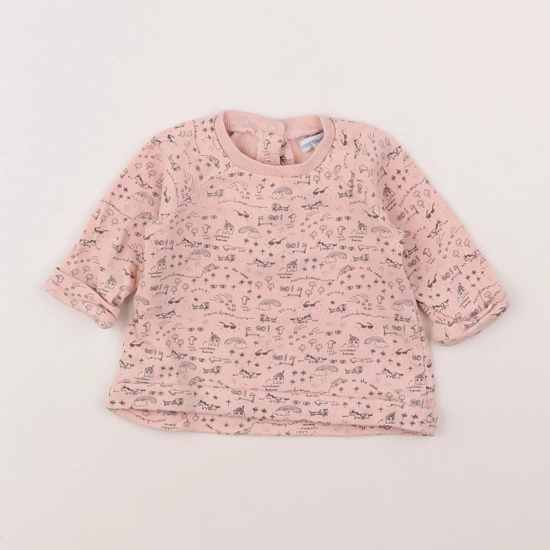 Vertbaudet - sweat rose, gris - 3 mois