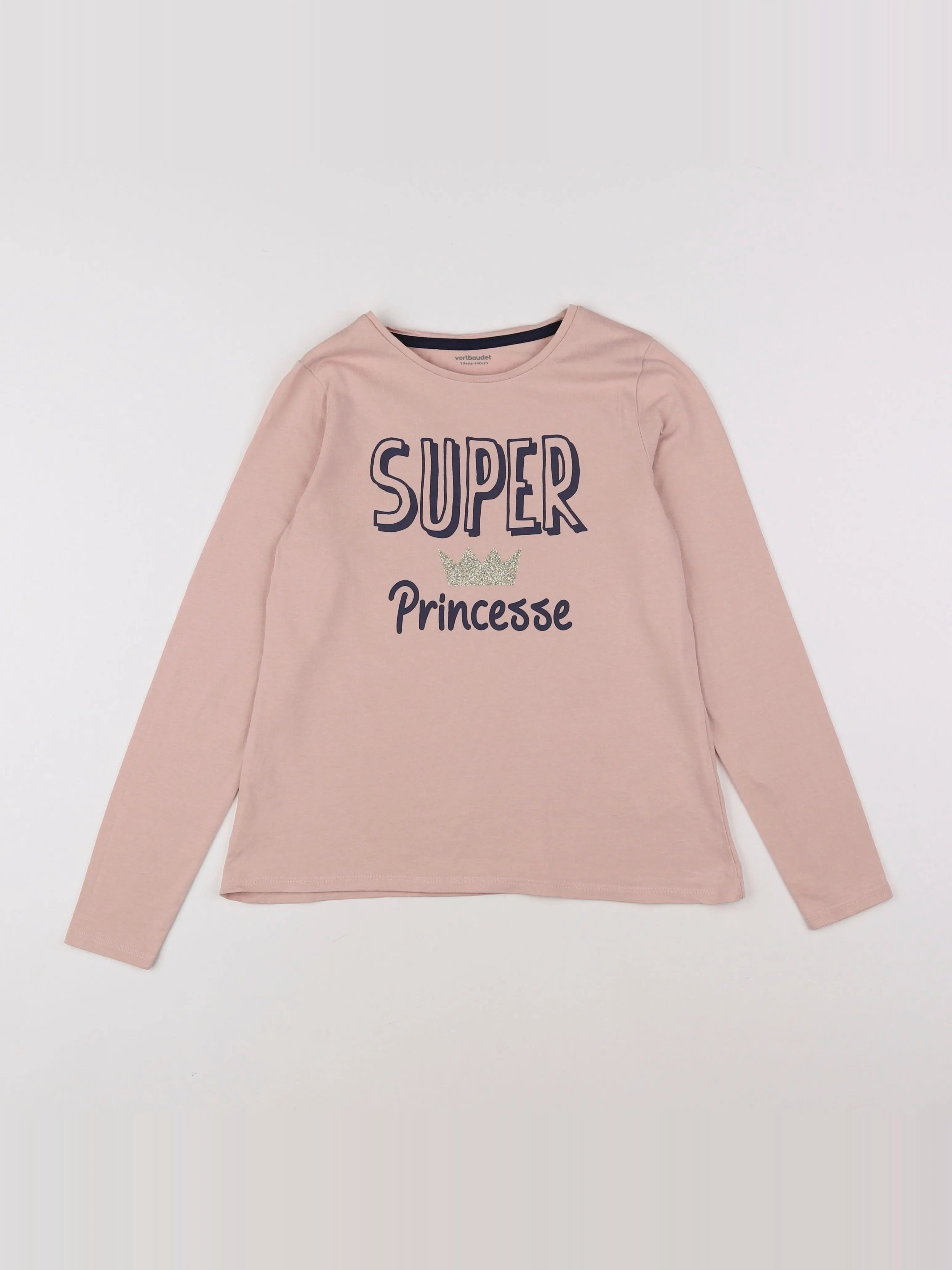 Vertbaudet - tee-shirt rose, or - 10 ans