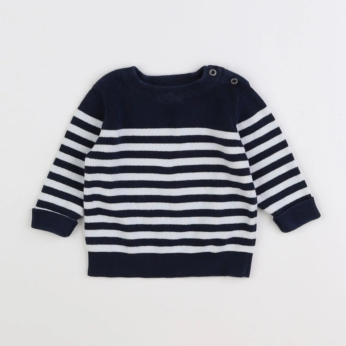 Vertbaudet - pull bleu, blanc - 6 mois