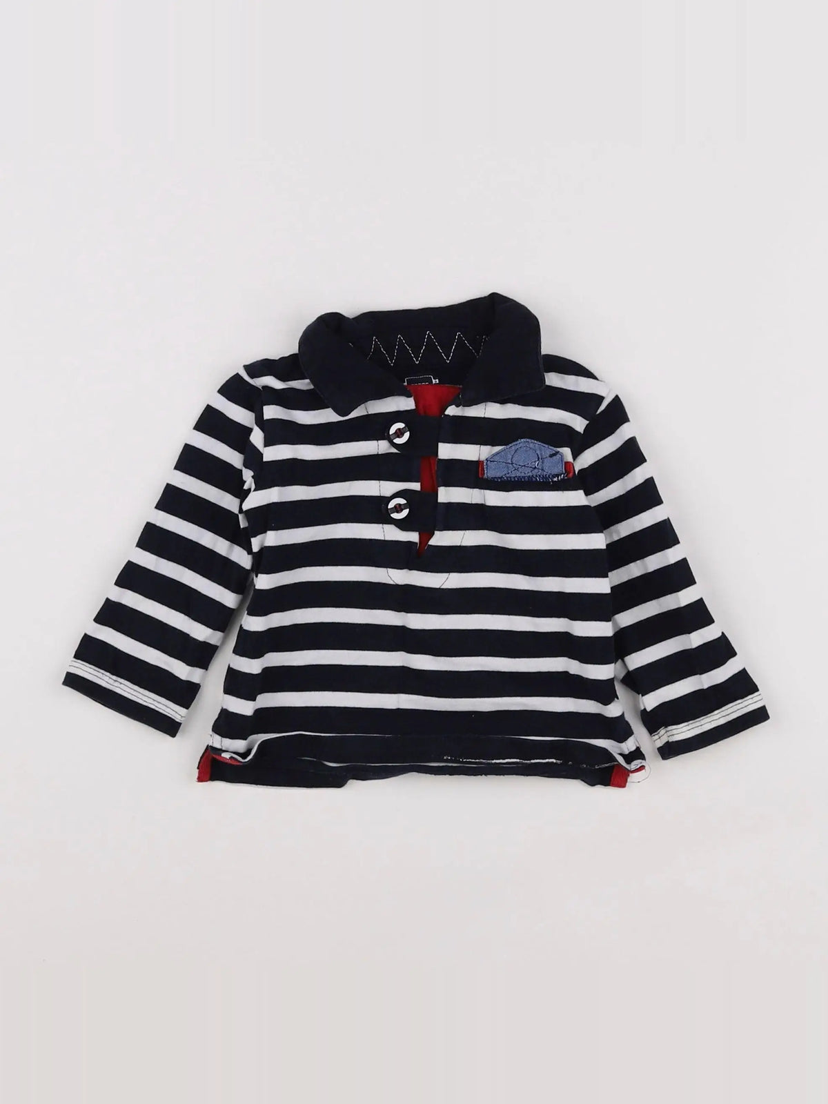 Terre de marins - polo blanc, bleu - 6 mois
