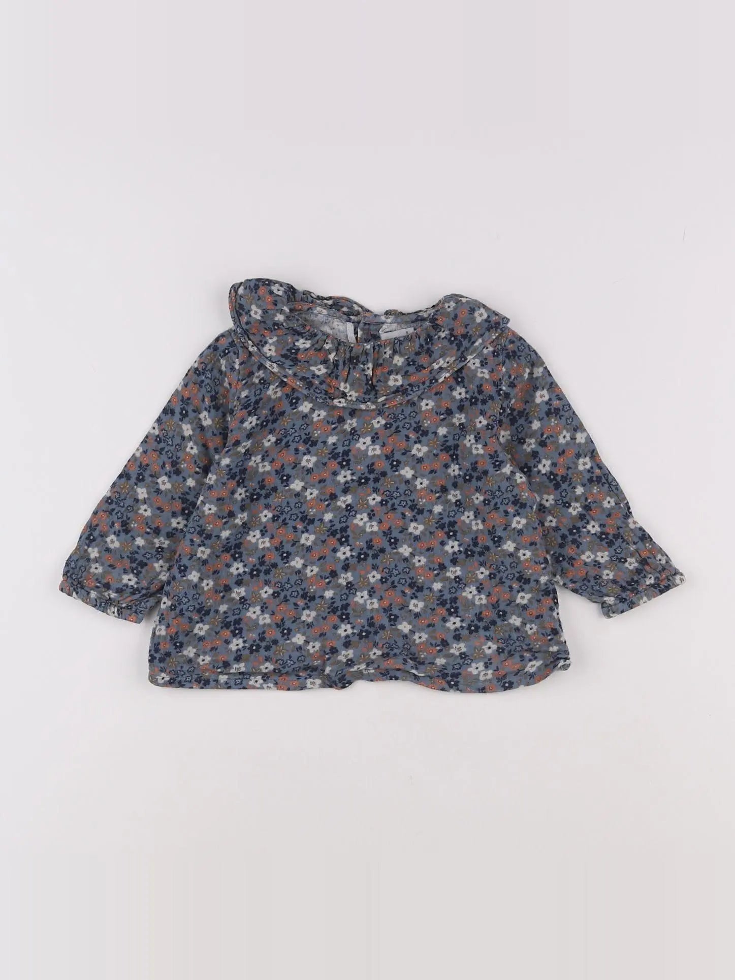 Petit Bateau - blouse bleu - 12 mois