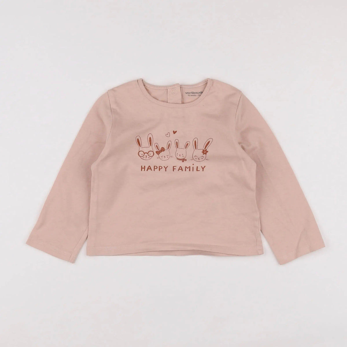 Vertbaudet - tee-shirt rose - 12 mois