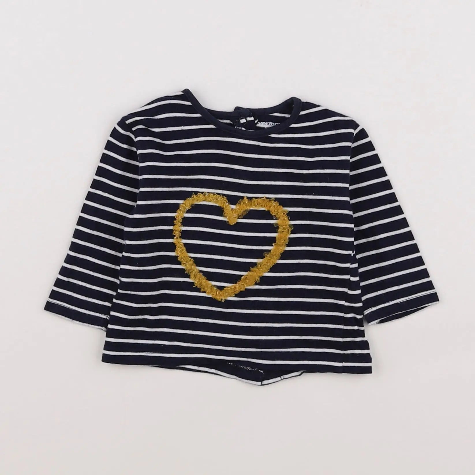Vertbaudet - tee-shirt blanc, bleu - 3 mois
