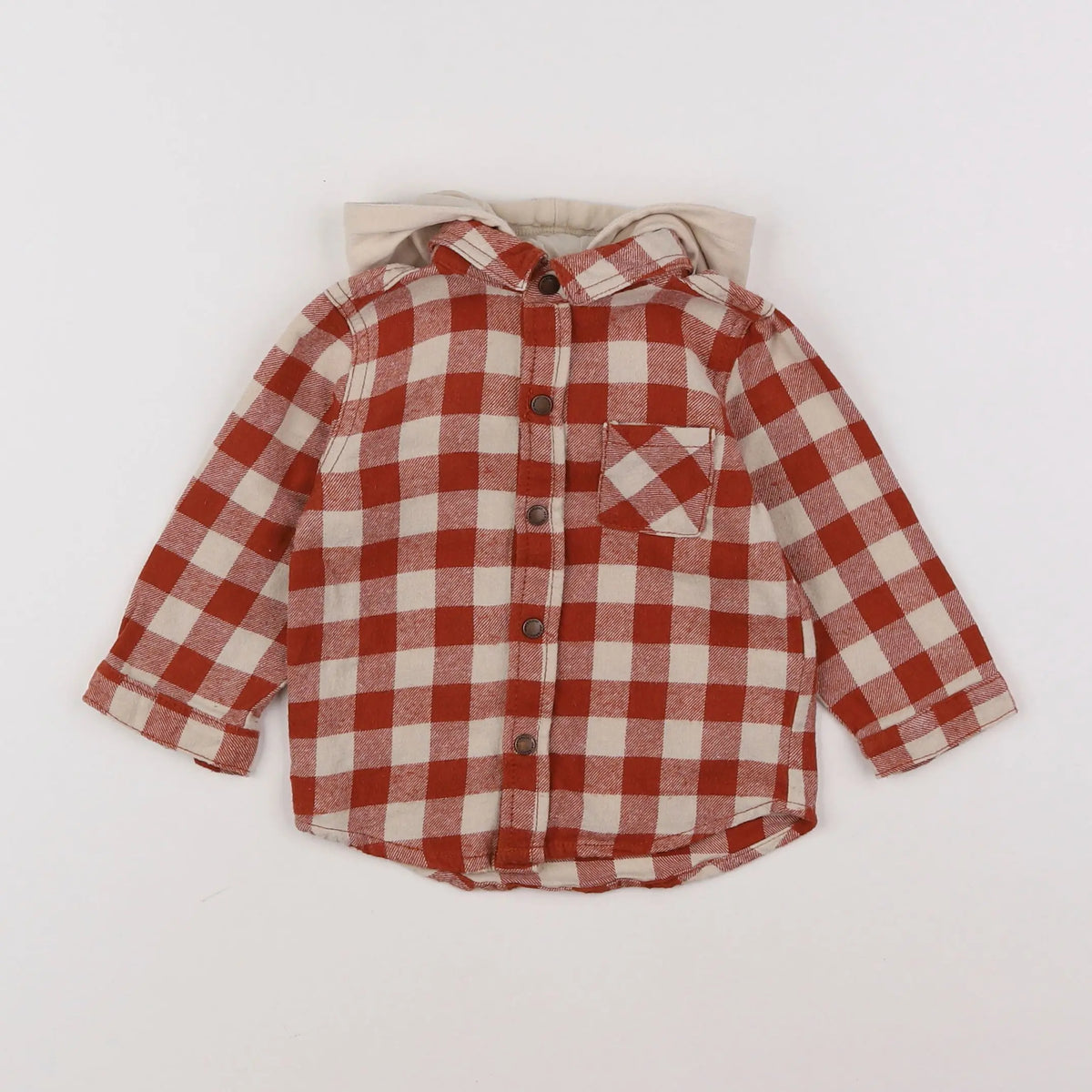 Vertbaudet - chemise marron, beige - 12 mois