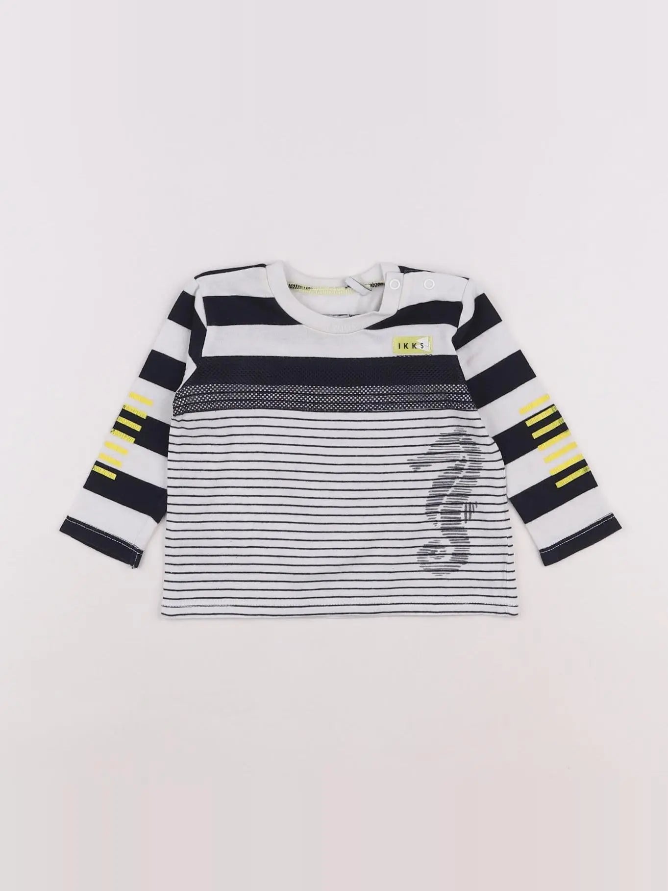 IKKS - tee-shirt blanc, bleu - 6 mois