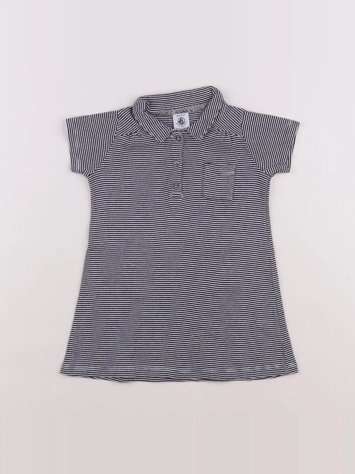 Petit Bateau - robe blanc, bleu - 18 mois