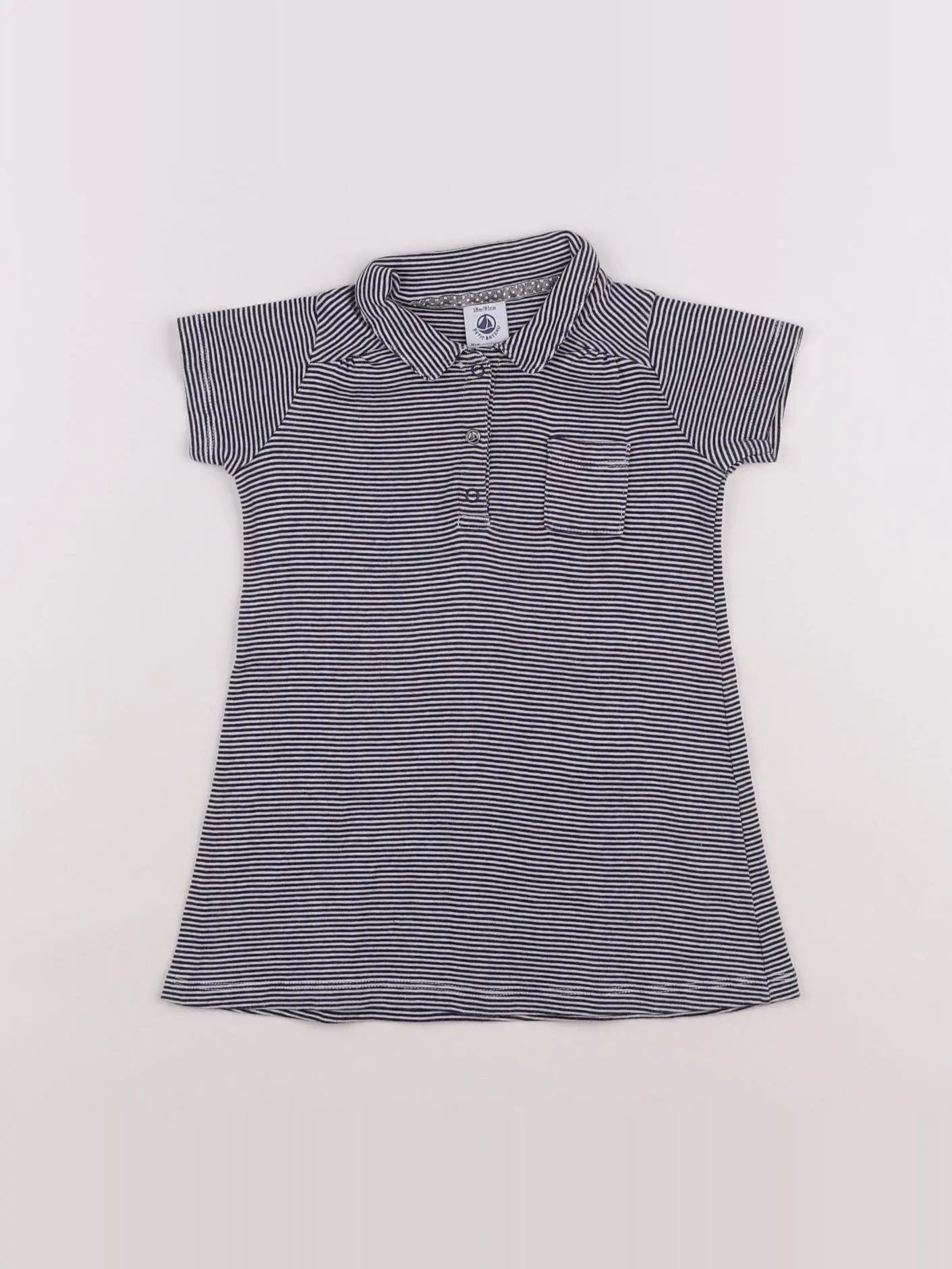 Petit Bateau - robe blanc, bleu - 18 mois