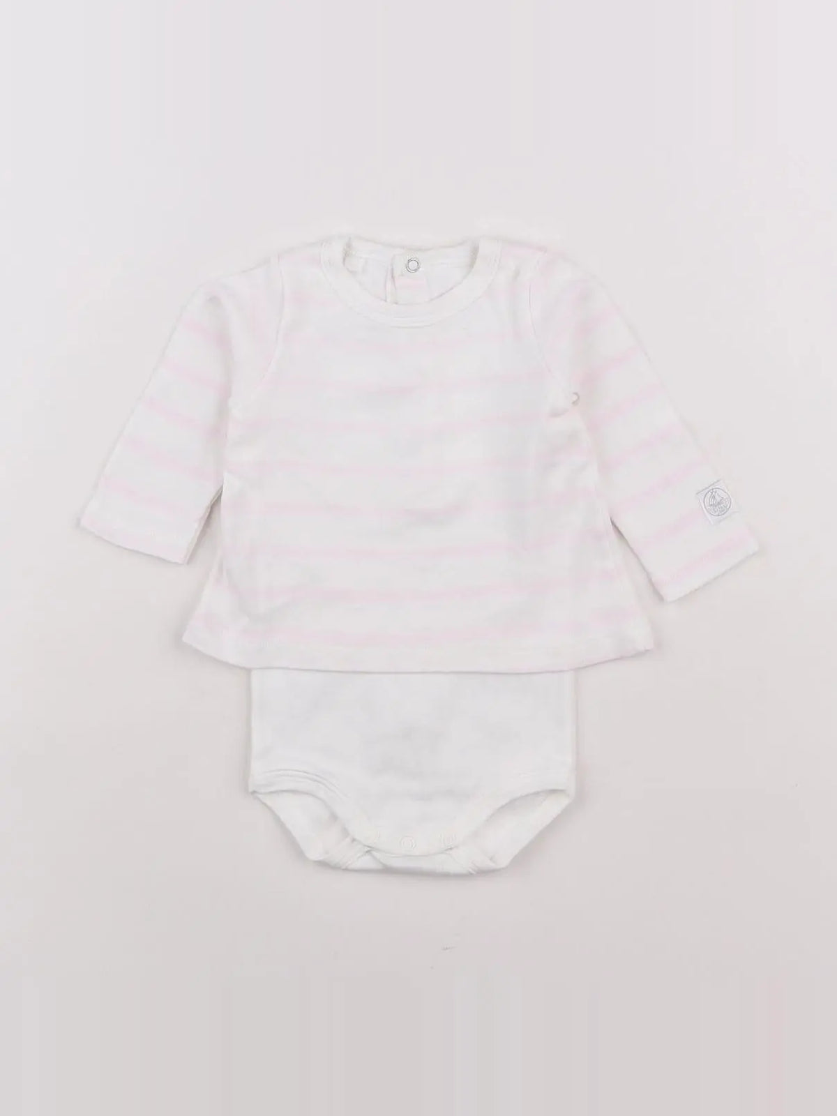 Petit Bateau - body tee-shirt blanc, rose - 3 mois