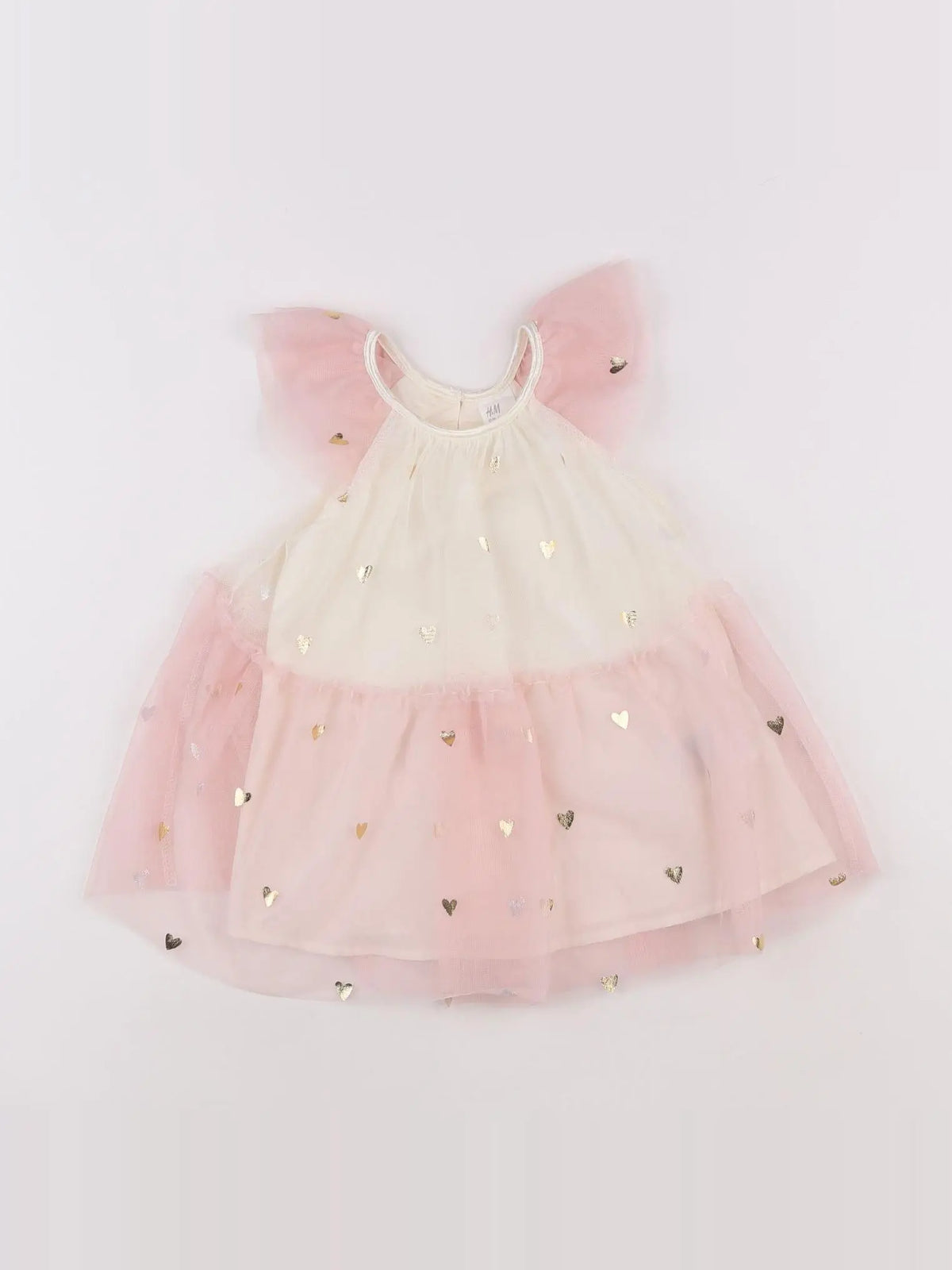 H&M - robe blanc, rose - 6 mois