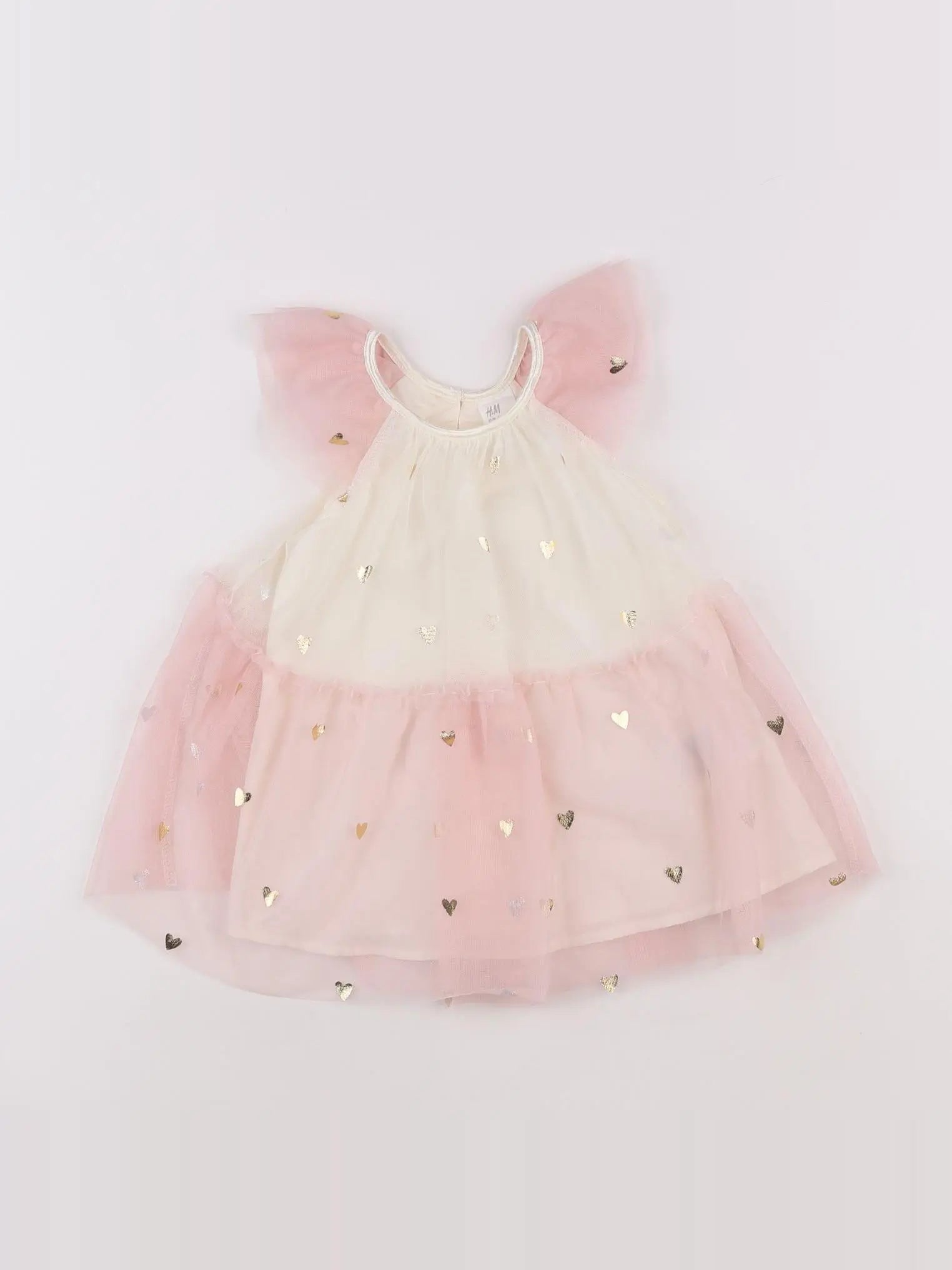 H&M - robe blanc, rose - 6 mois