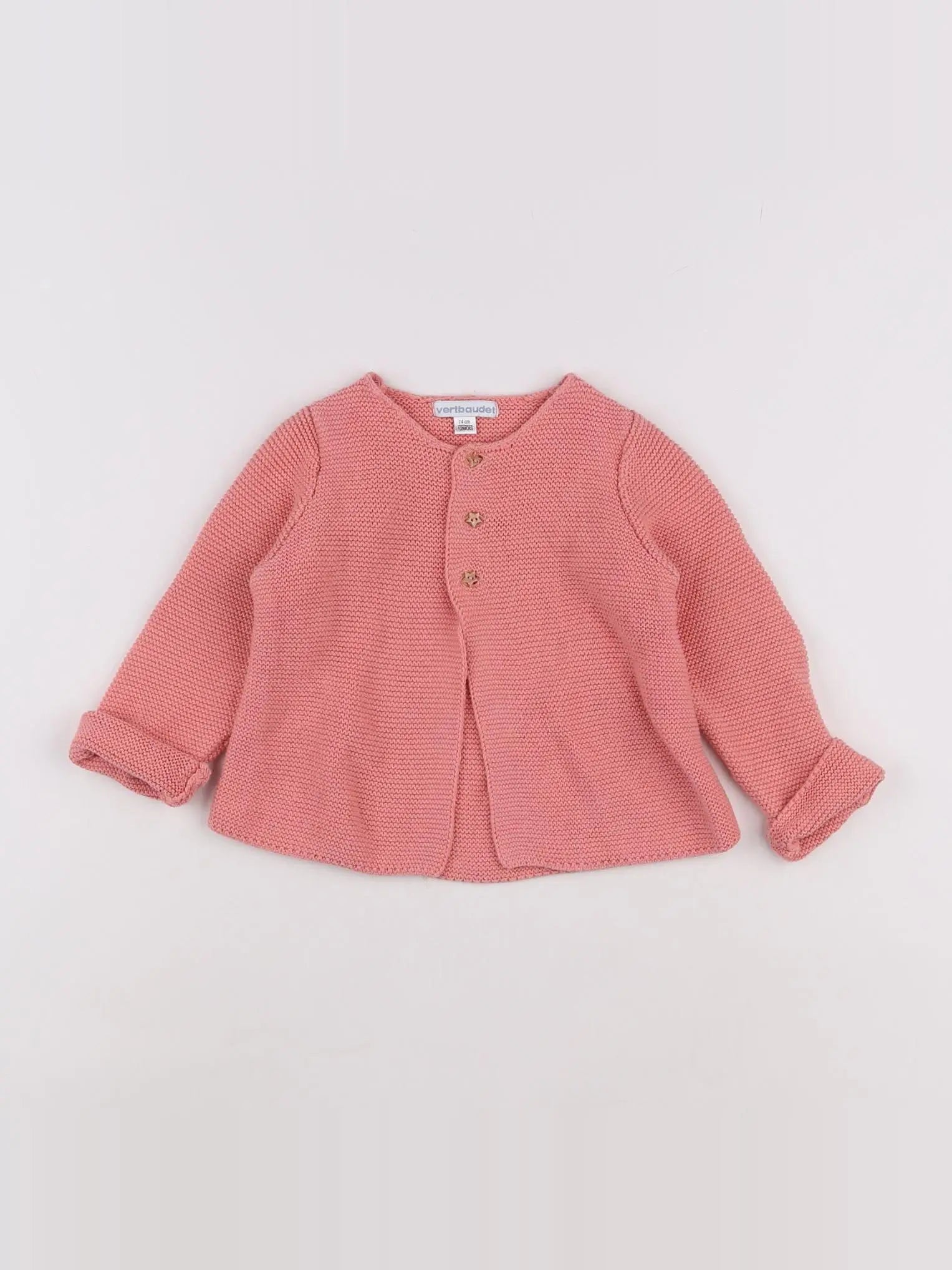 Vertbaudet - gilet rose - 12 mois