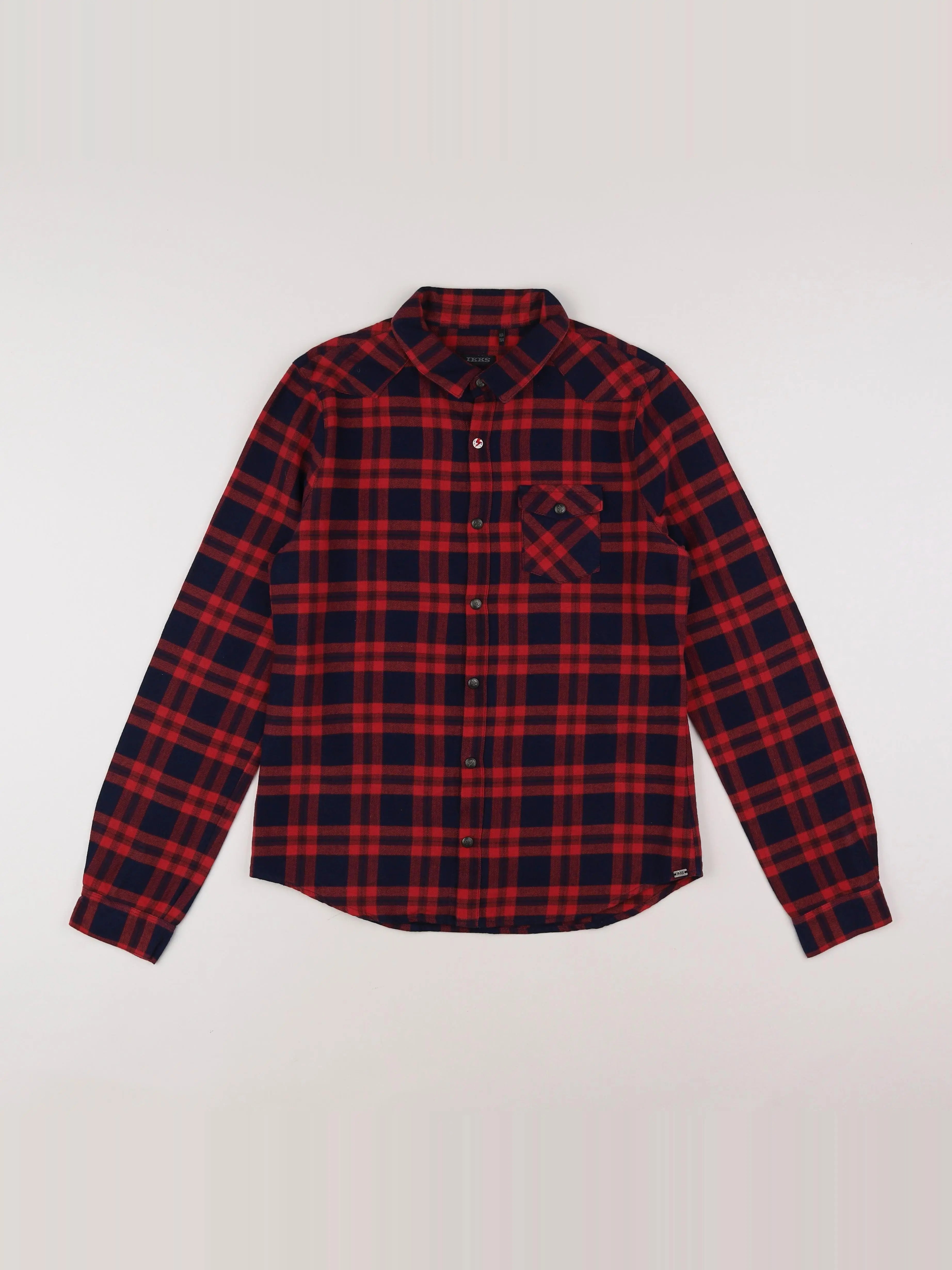 IKKS - chemise rouge, bleu - 14 ans