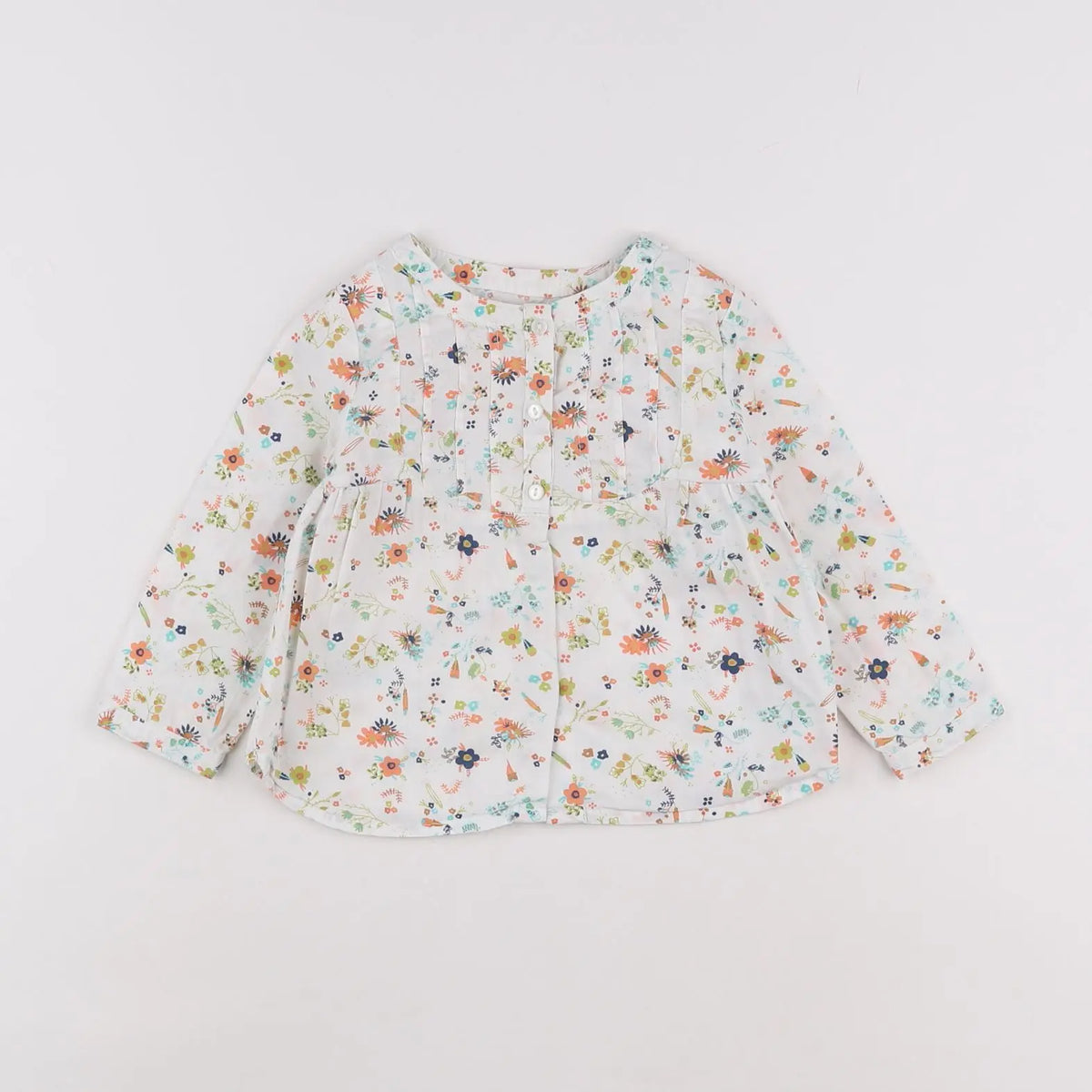 Vertbaudet - blouse blanc, orange - 18 mois