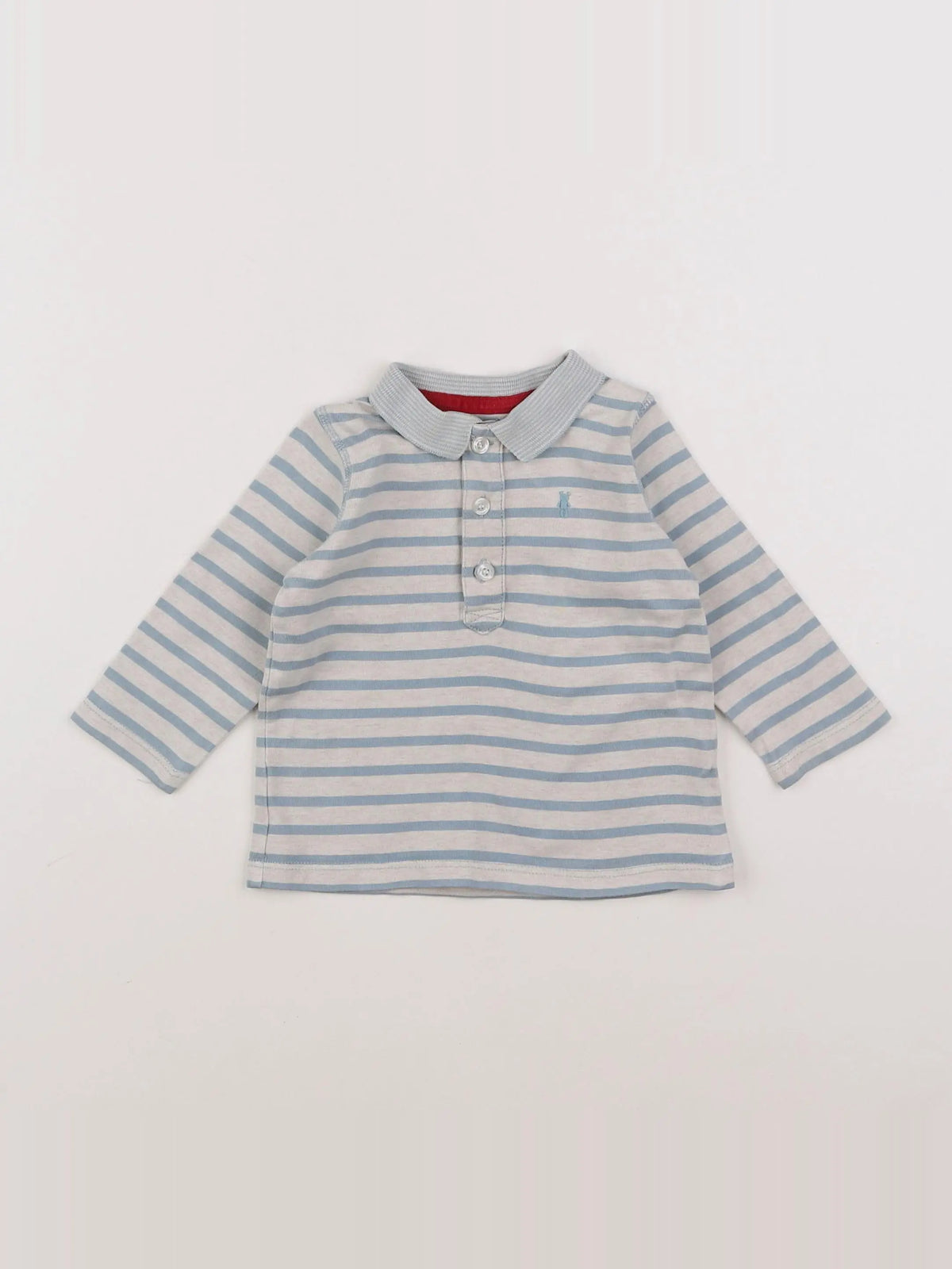 Natalys - polo gris, bleu - 9 mois
