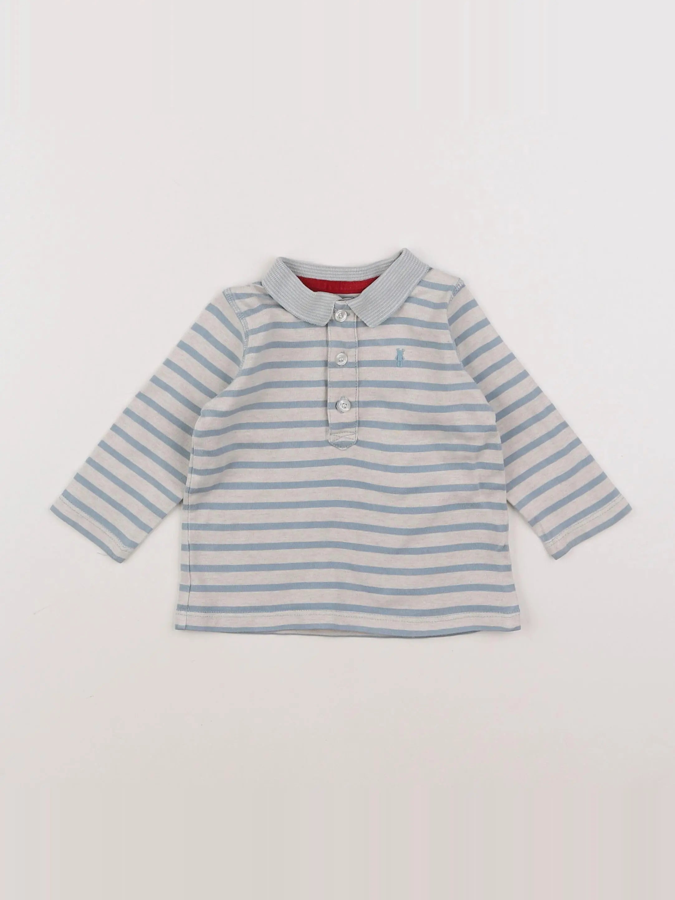 Natalys - polo gris, bleu - 9 mois