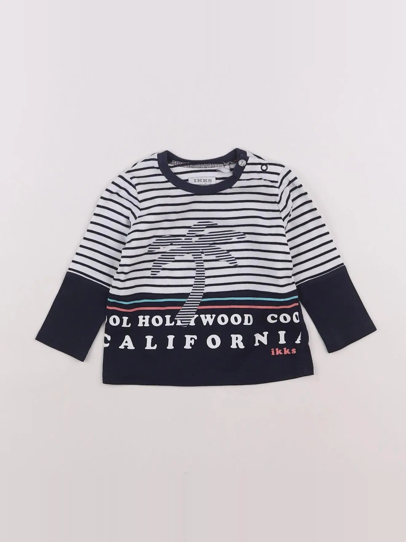 IKKS - tee-shirt bleu, blanc - 6 mois