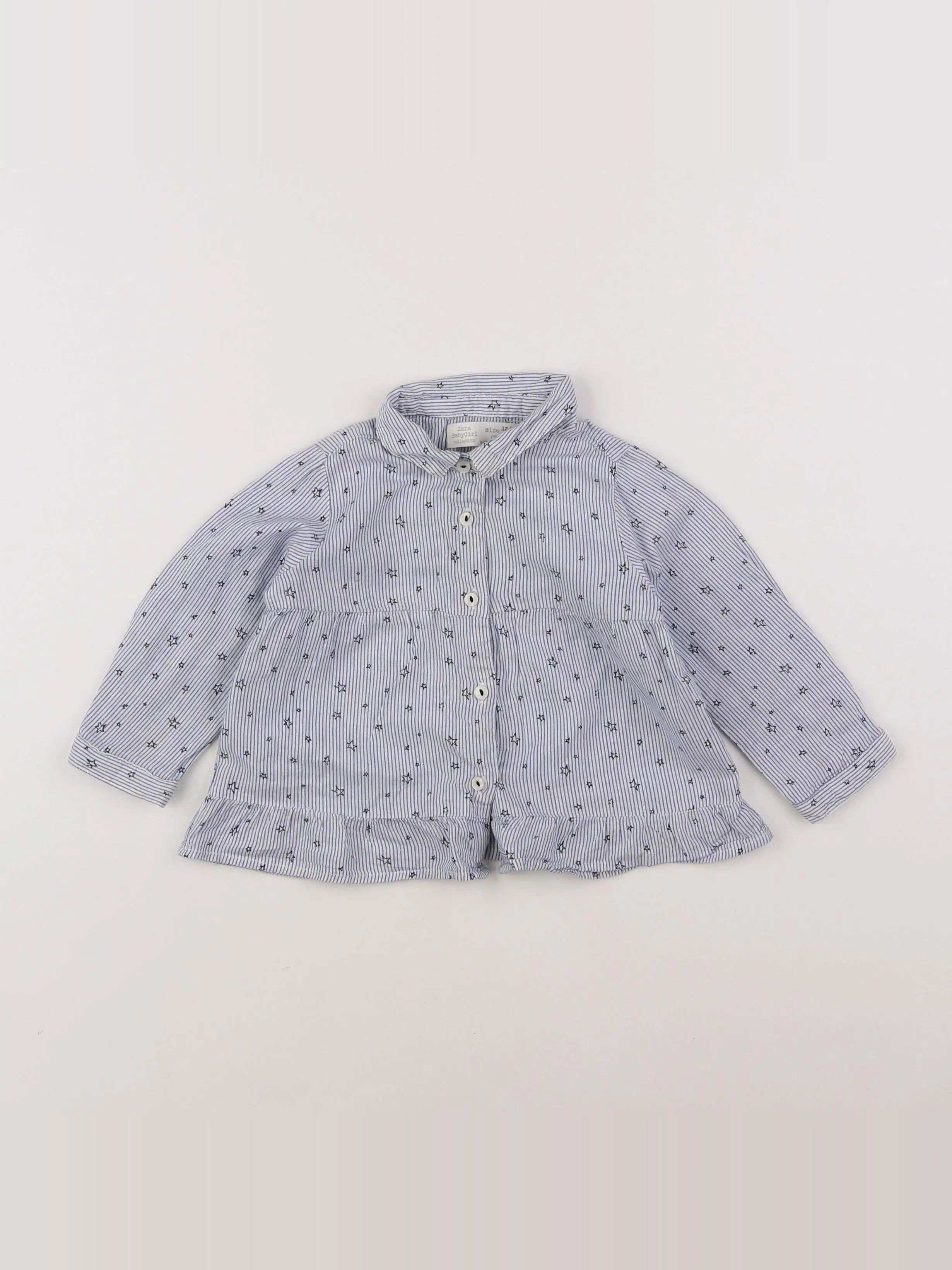 Zara - blouse blanc, bleu - 12/18 mois