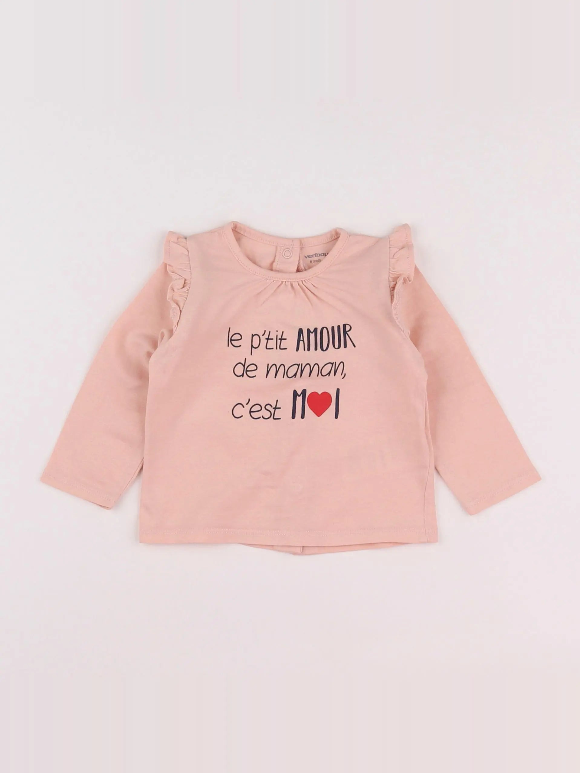 Vertbaudet - tee-shirt rose - 6 mois