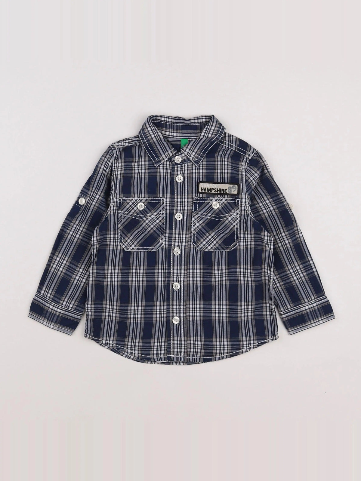 Benetton - chemise bleu - 12/18 mois