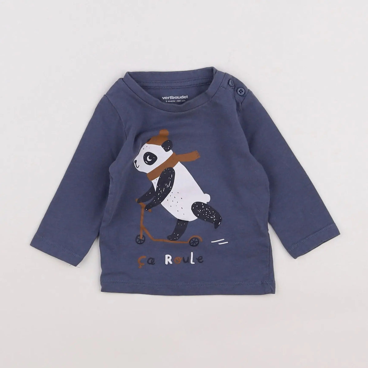 Vertbaudet - tee-shirt bleu - 3 mois