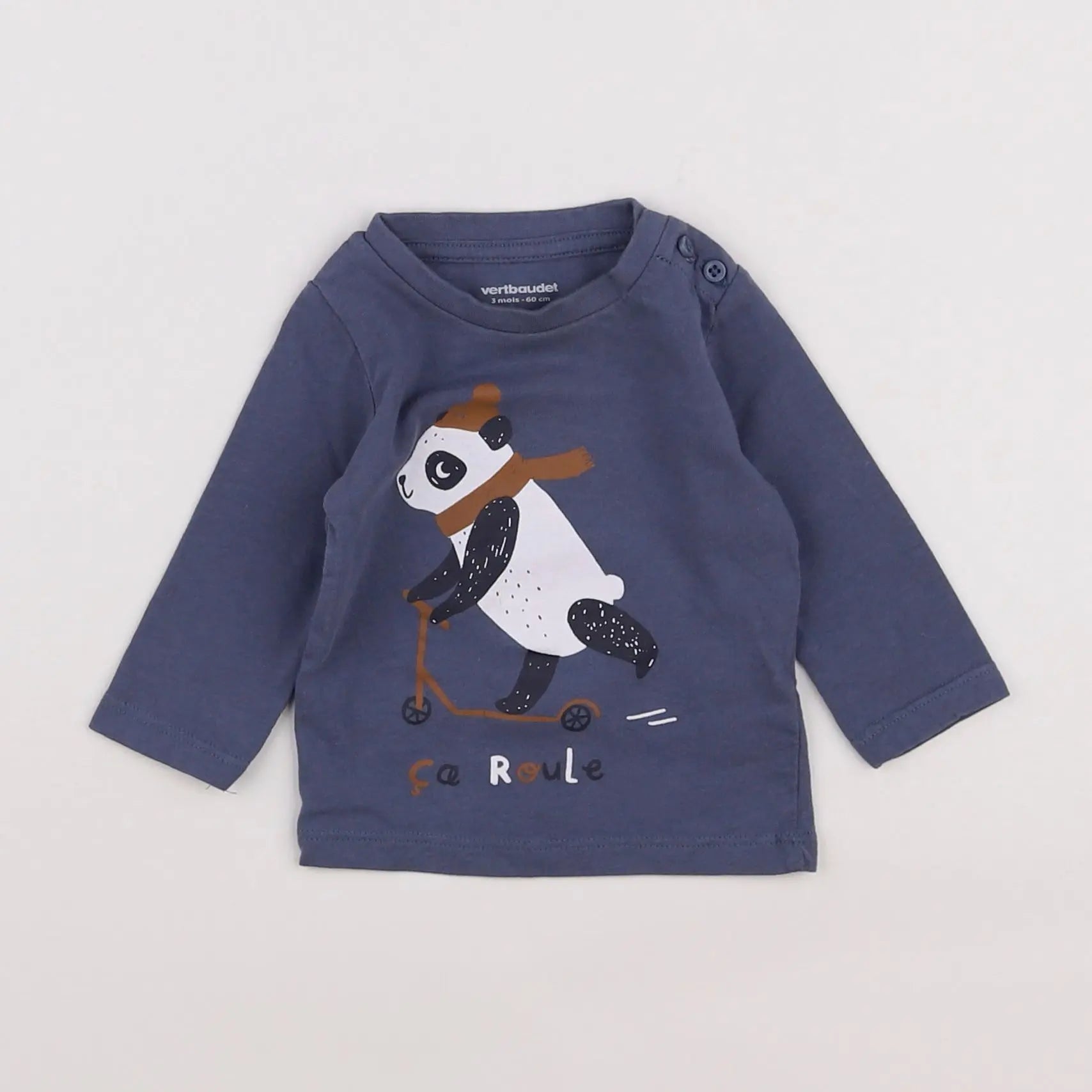 Vertbaudet - tee-shirt bleu - 3 mois