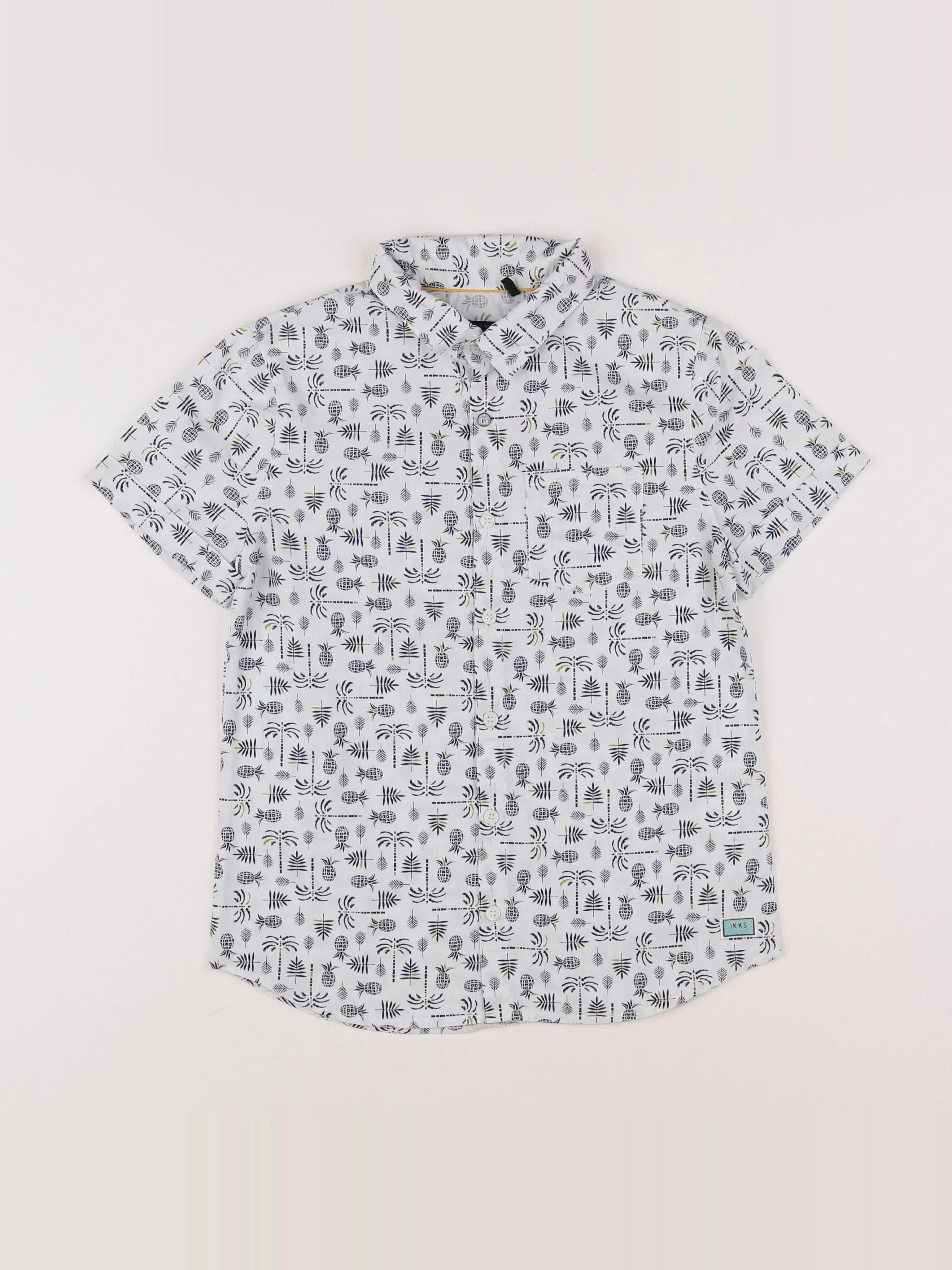 IKKS - chemise blanc, bleu, jaune - 10 ans