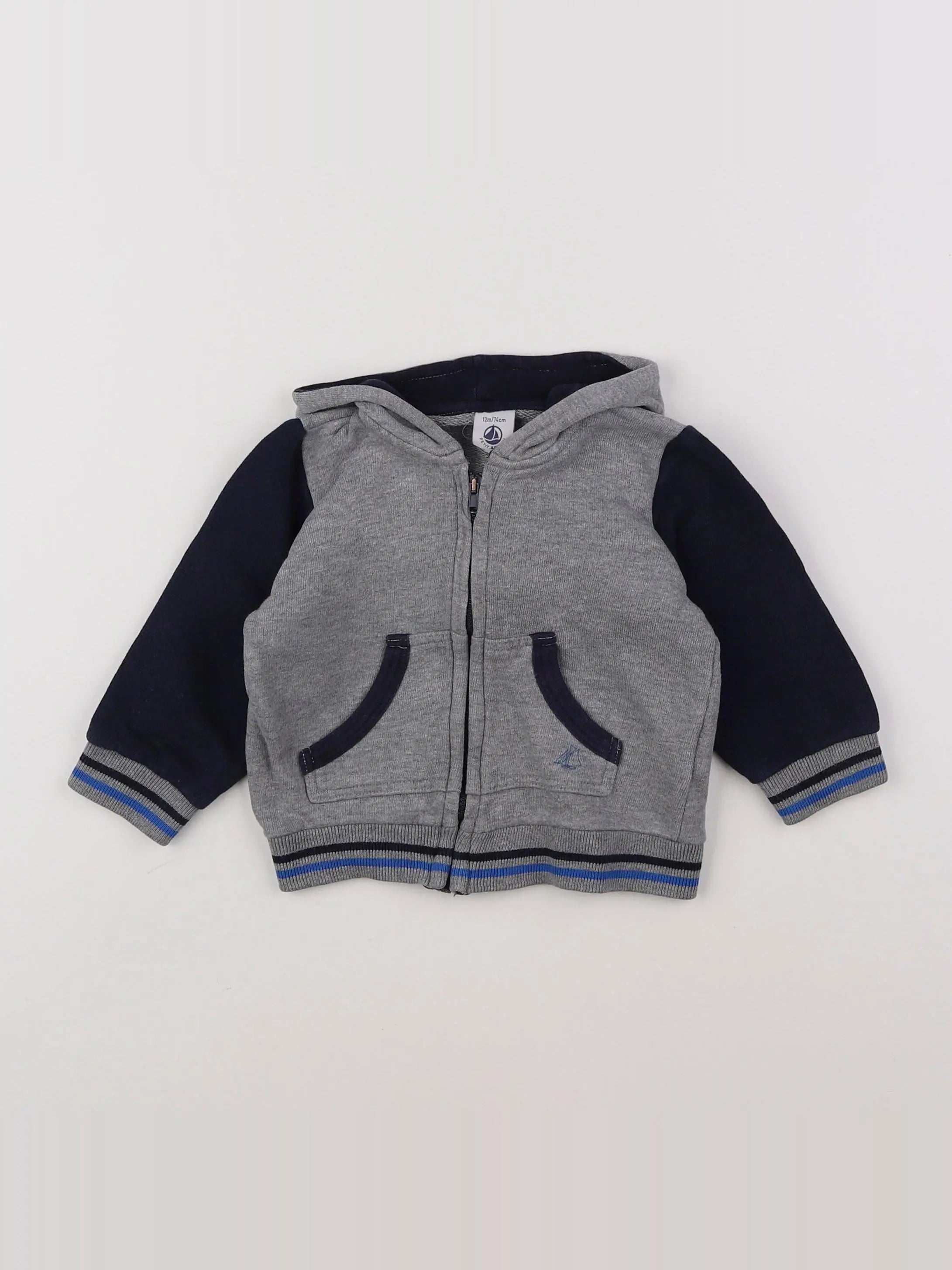 Petit Bateau - sweat gris - 12 mois
