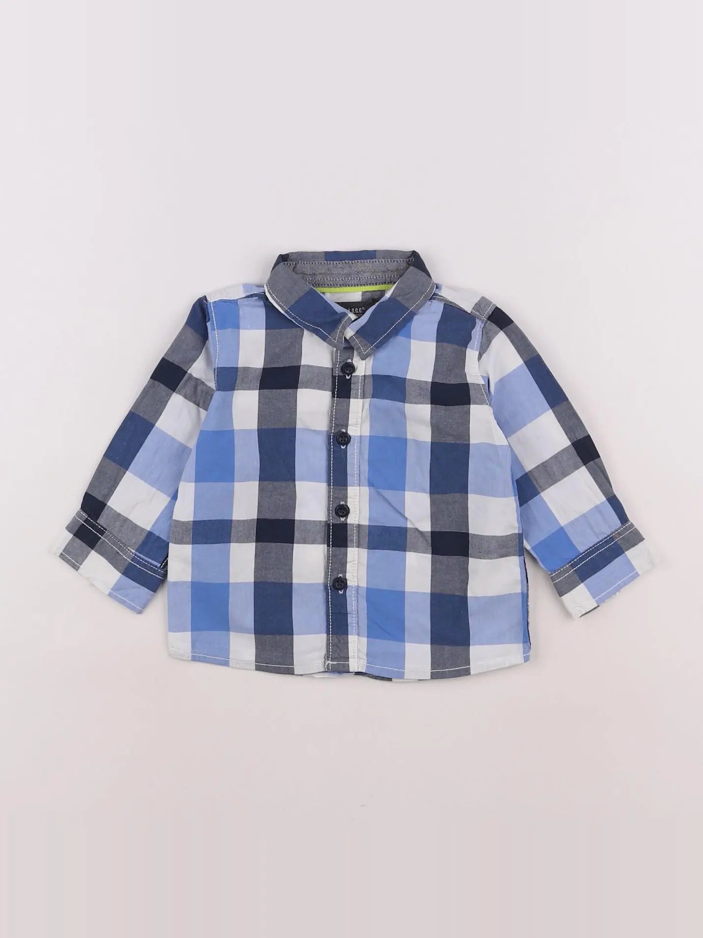 H&M - chemise blanc, bleu - 3/6 mois