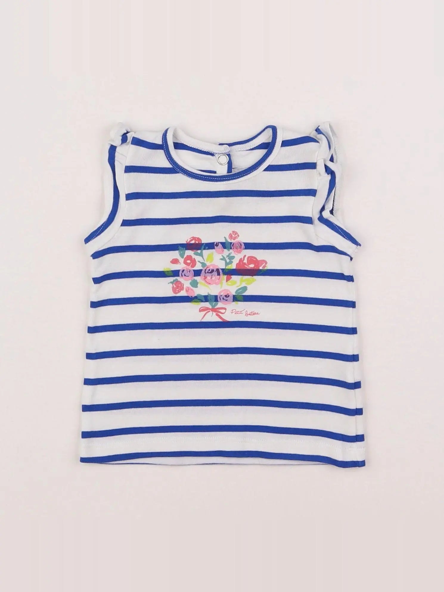 Petit Bateau - tee-shirt blanc, bleu - 6 mois