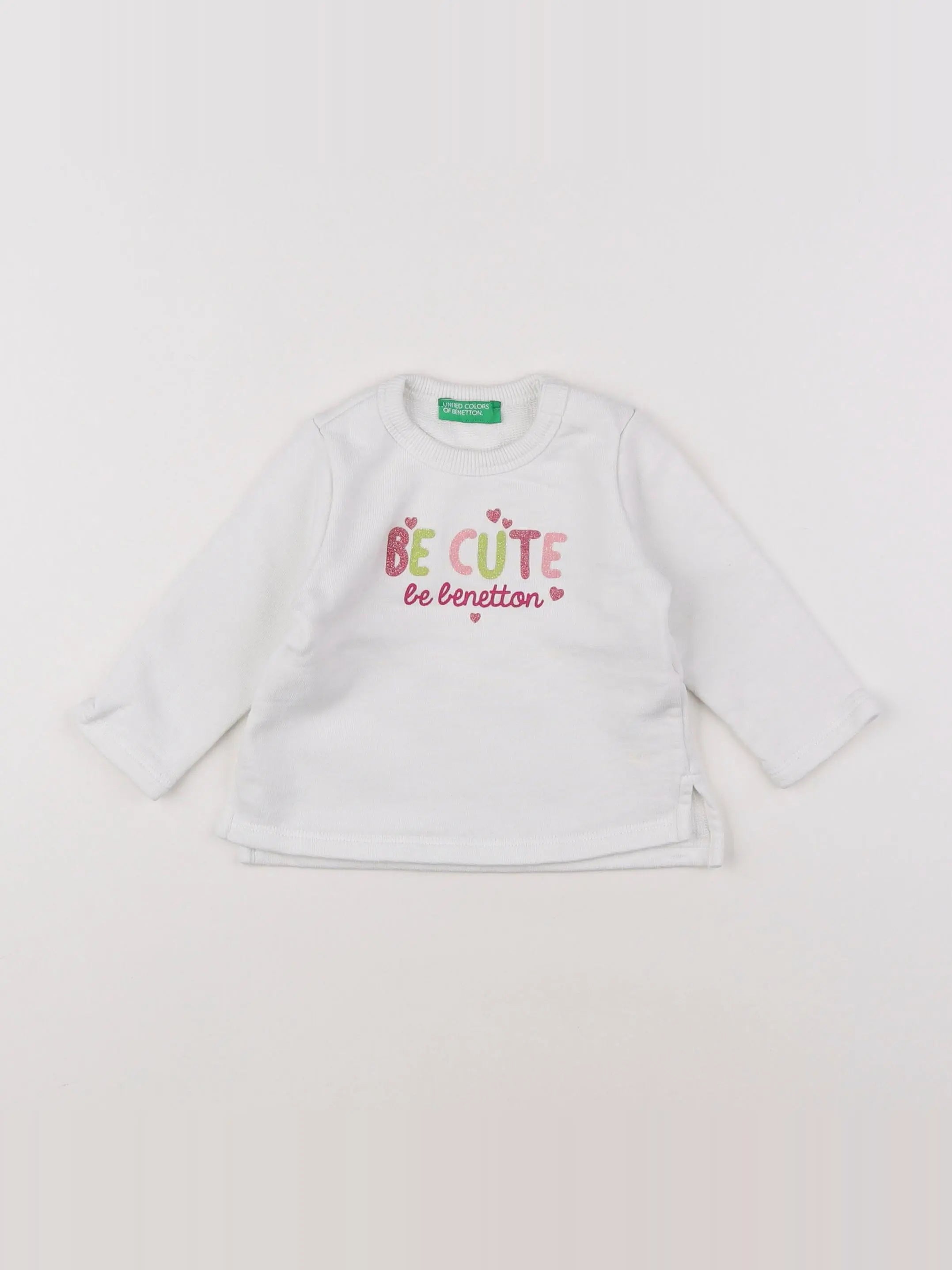 Benetton - sweat blanc - 6/9 mois