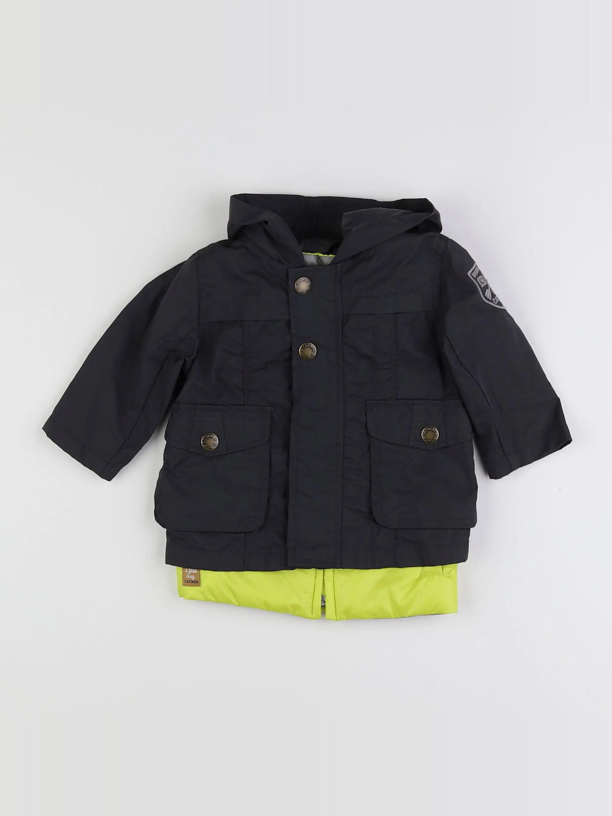 Catimini - imperméable doublure amovible gris, jaune - 6 mois