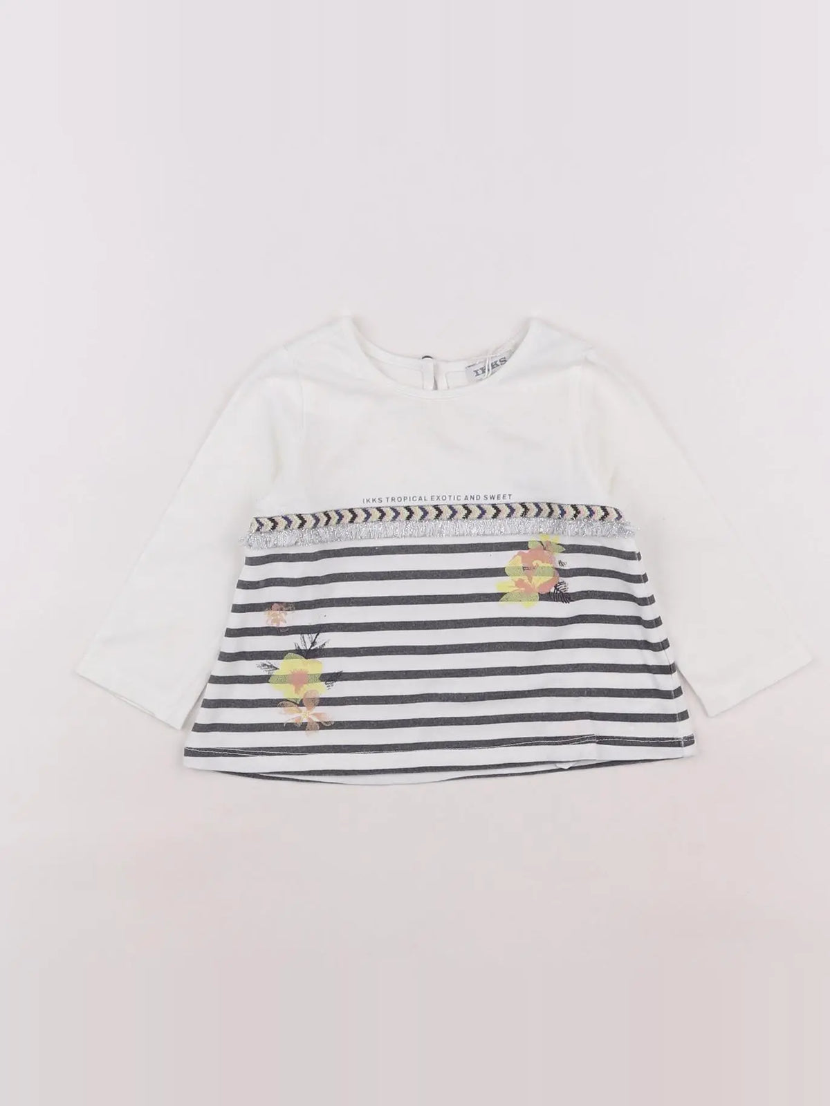 IKKS - tee-shirt bleu, blanc - 12 mois