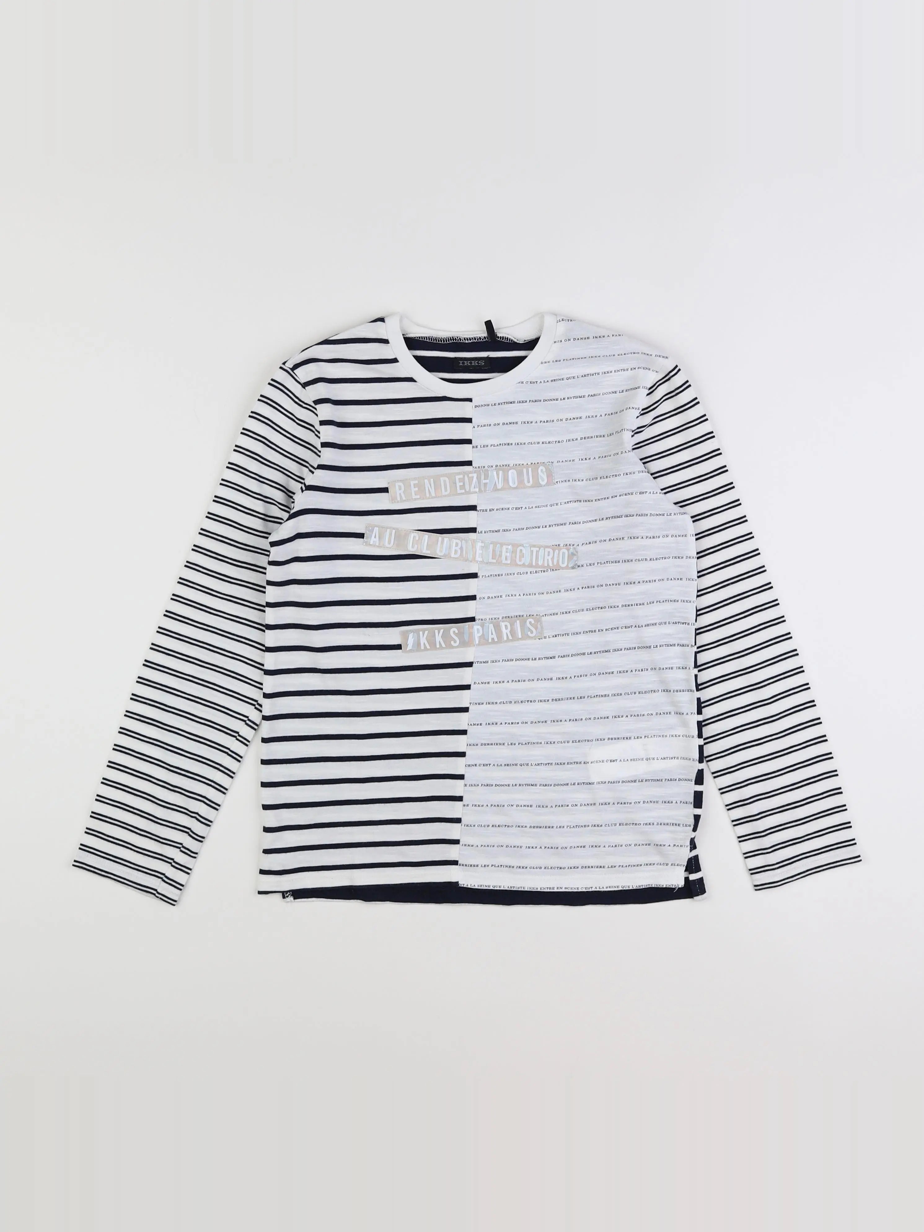 IKKS - tee-shirt bleu, blanc - 10 ans