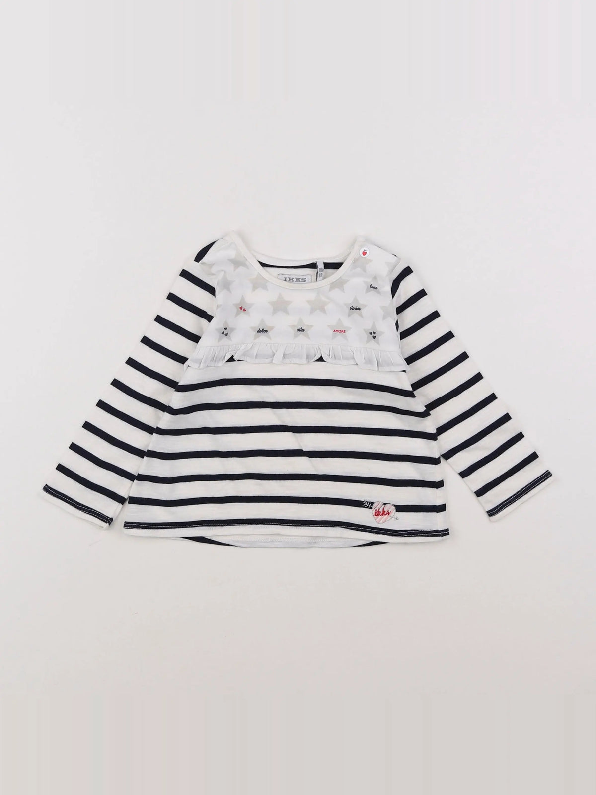 IKKS - tee-shirt bleu, blanc - 18 mois