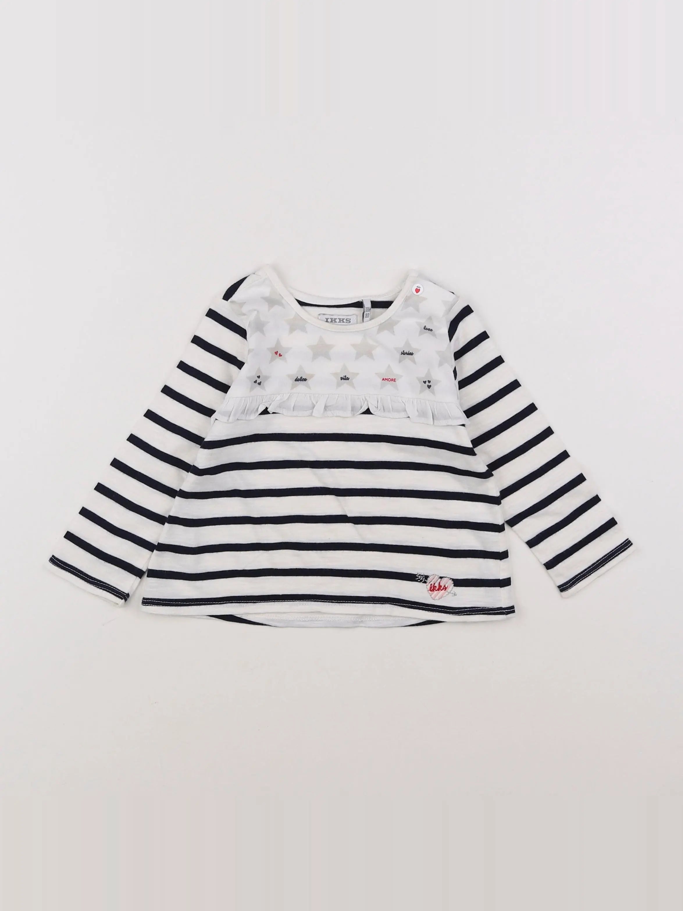 IKKS - tee-shirt bleu, blanc - 18 mois