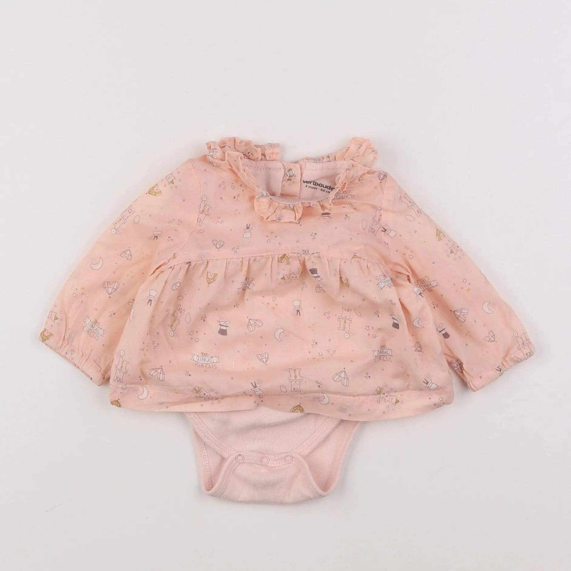 Vertbaudet - body blouse rose - 3 mois