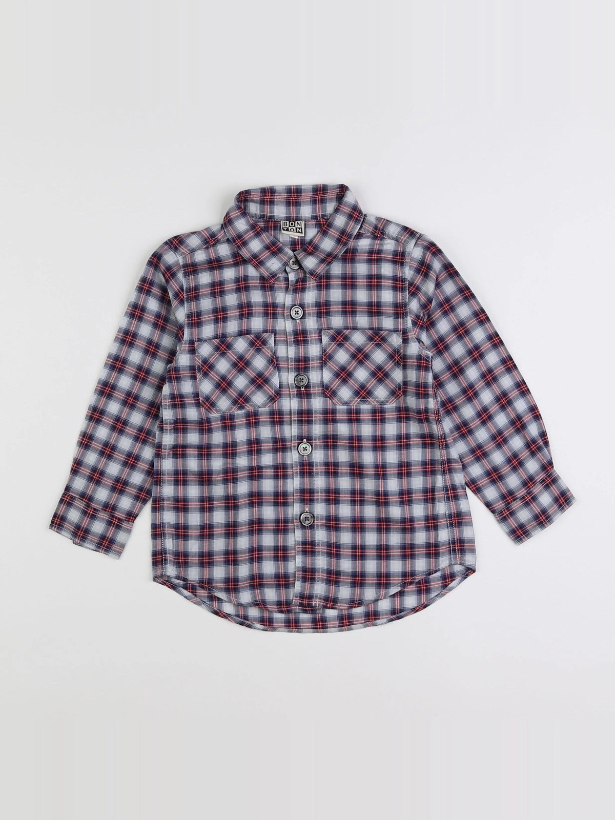 Bonton - chemise rouge, bleu - 4 ans