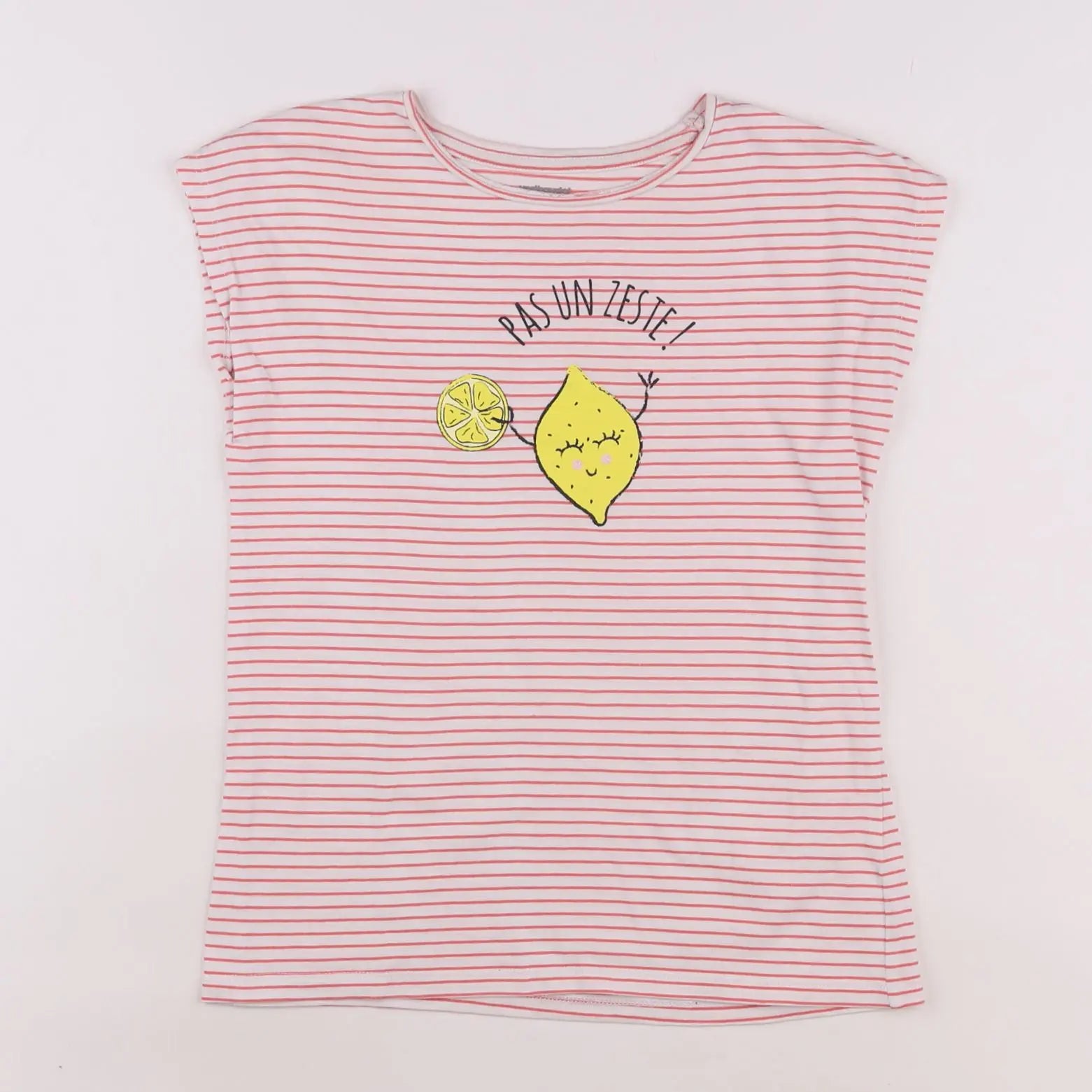Vertbaudet - tee-shirt blanc, rose - 10 ans