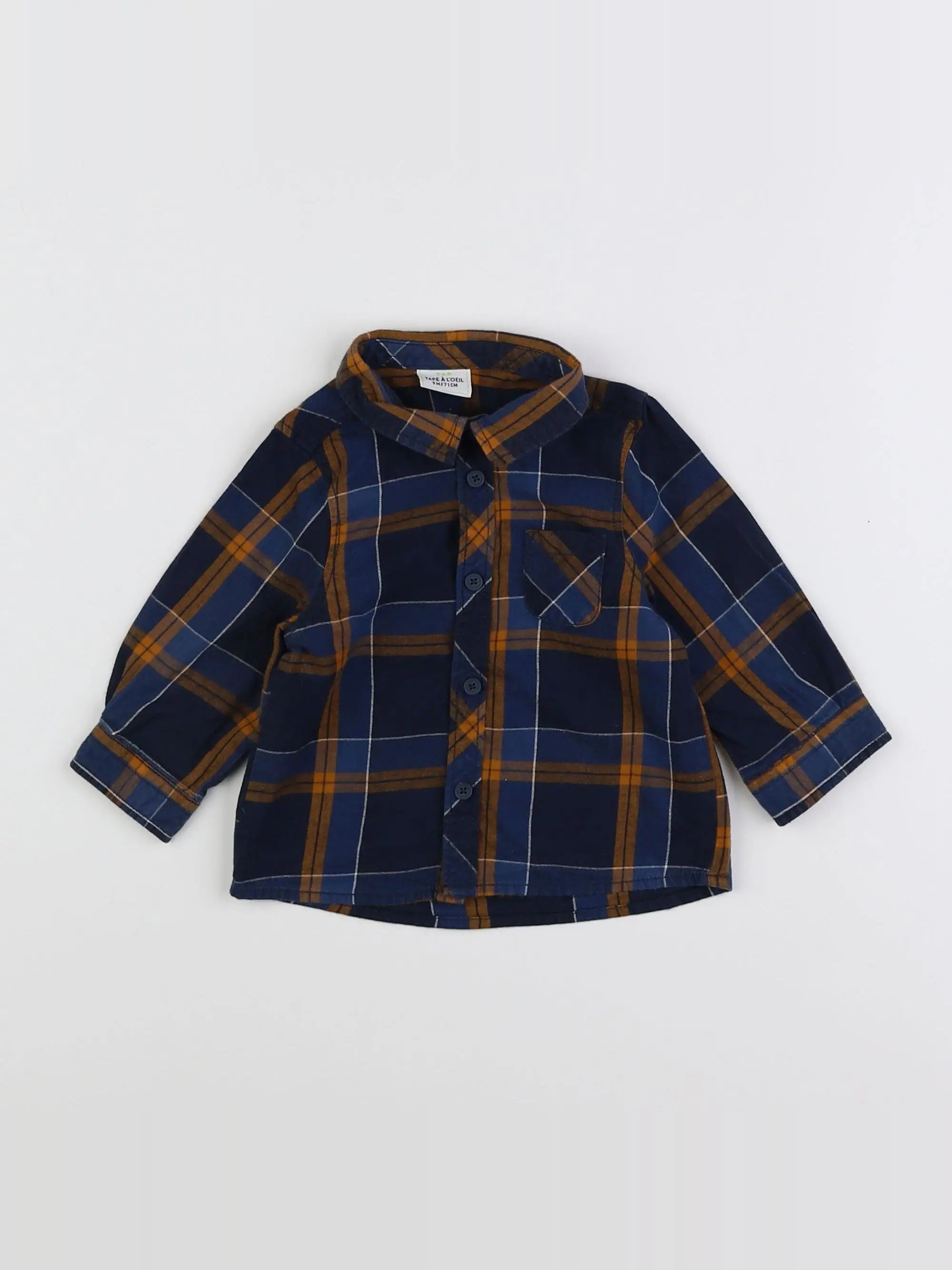 Tape à l'oeil - chemise bleu, marron - 9 mois