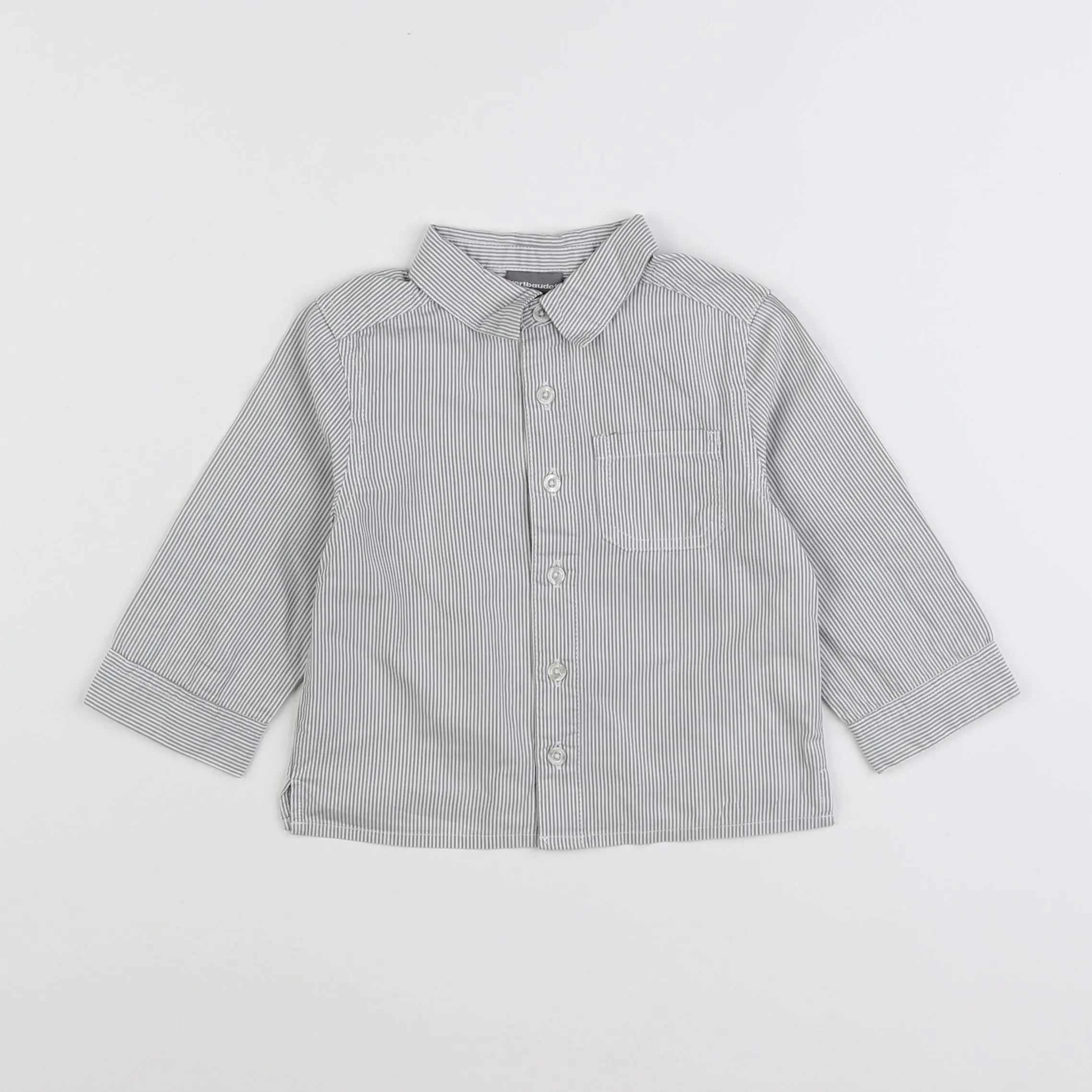 Vertbaudet - chemise blanc, gris - 18 mois