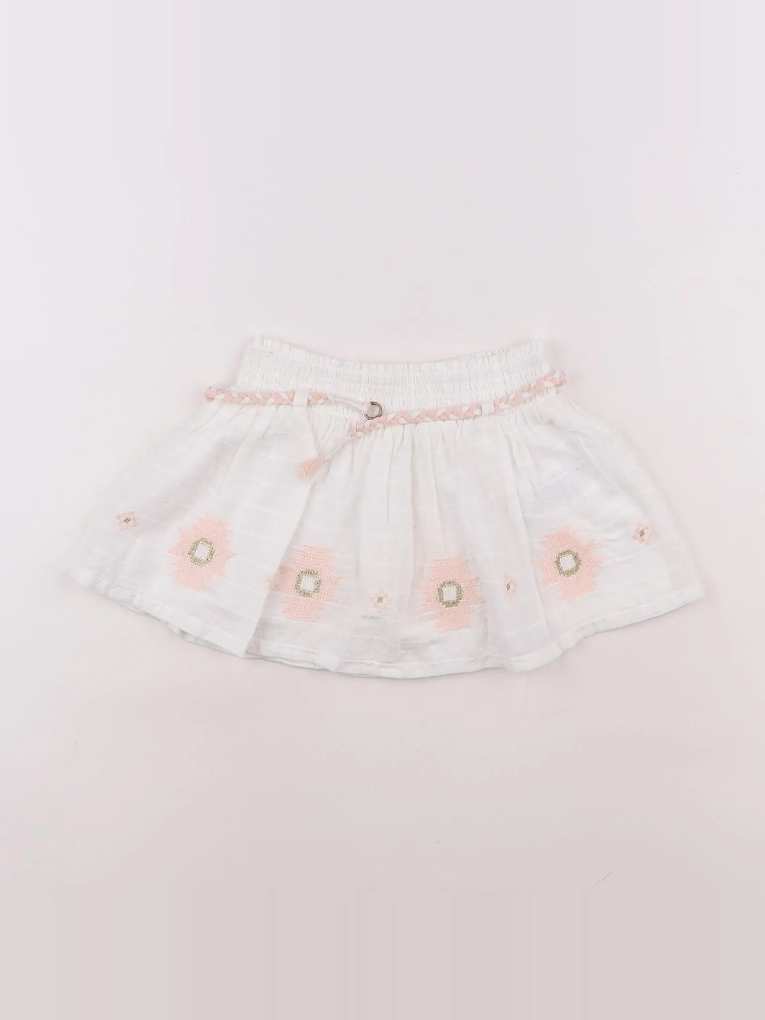 Carrément Beau - jupe blanc, rose - 2 ans