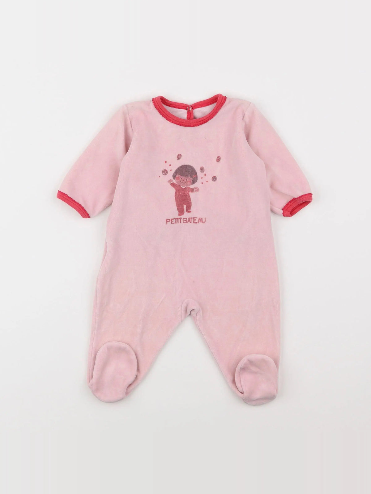 Petit Bateau - pyjama velours rose - 3 mois