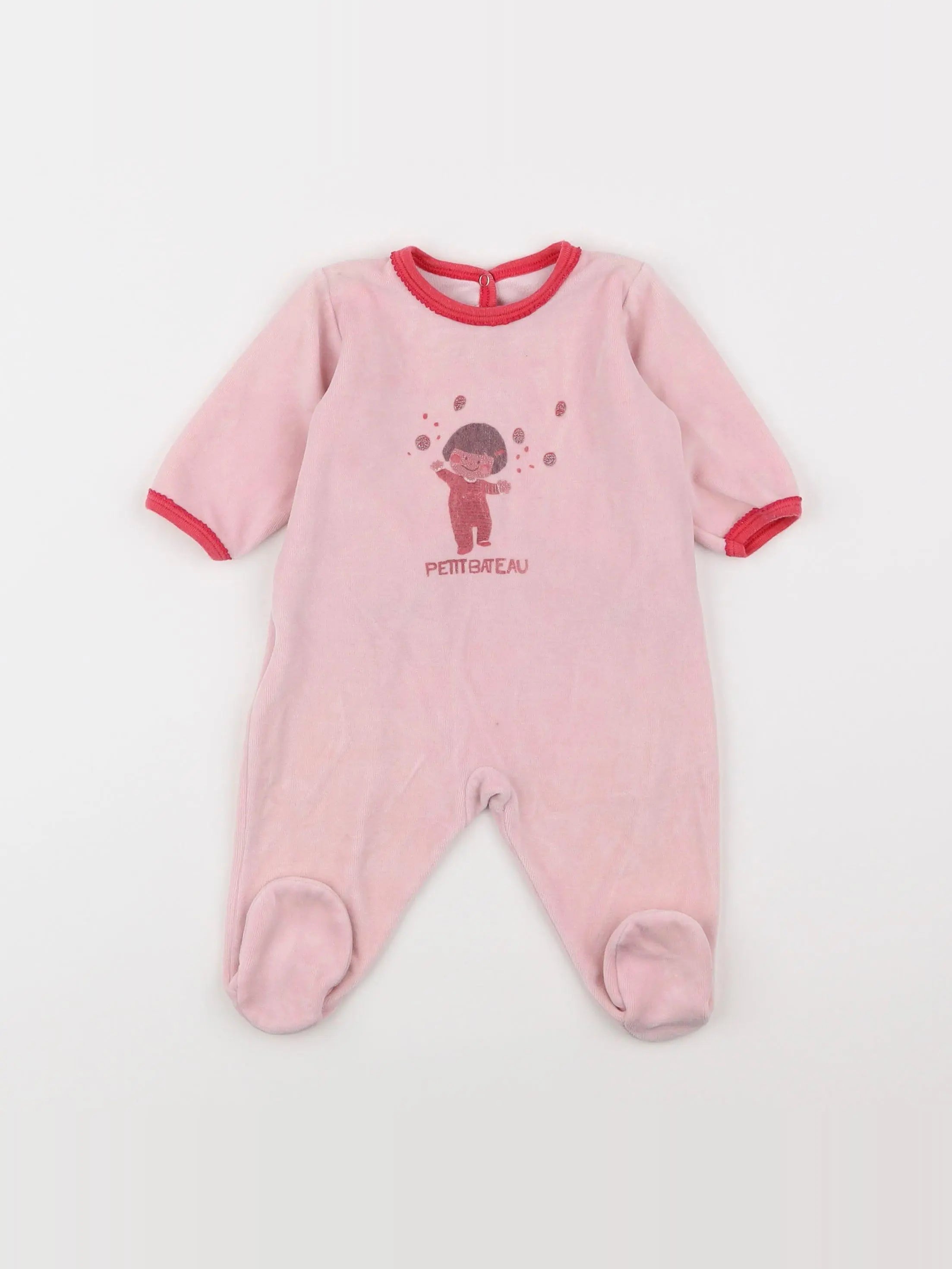 Petit Bateau - pyjama velours rose - 3 mois