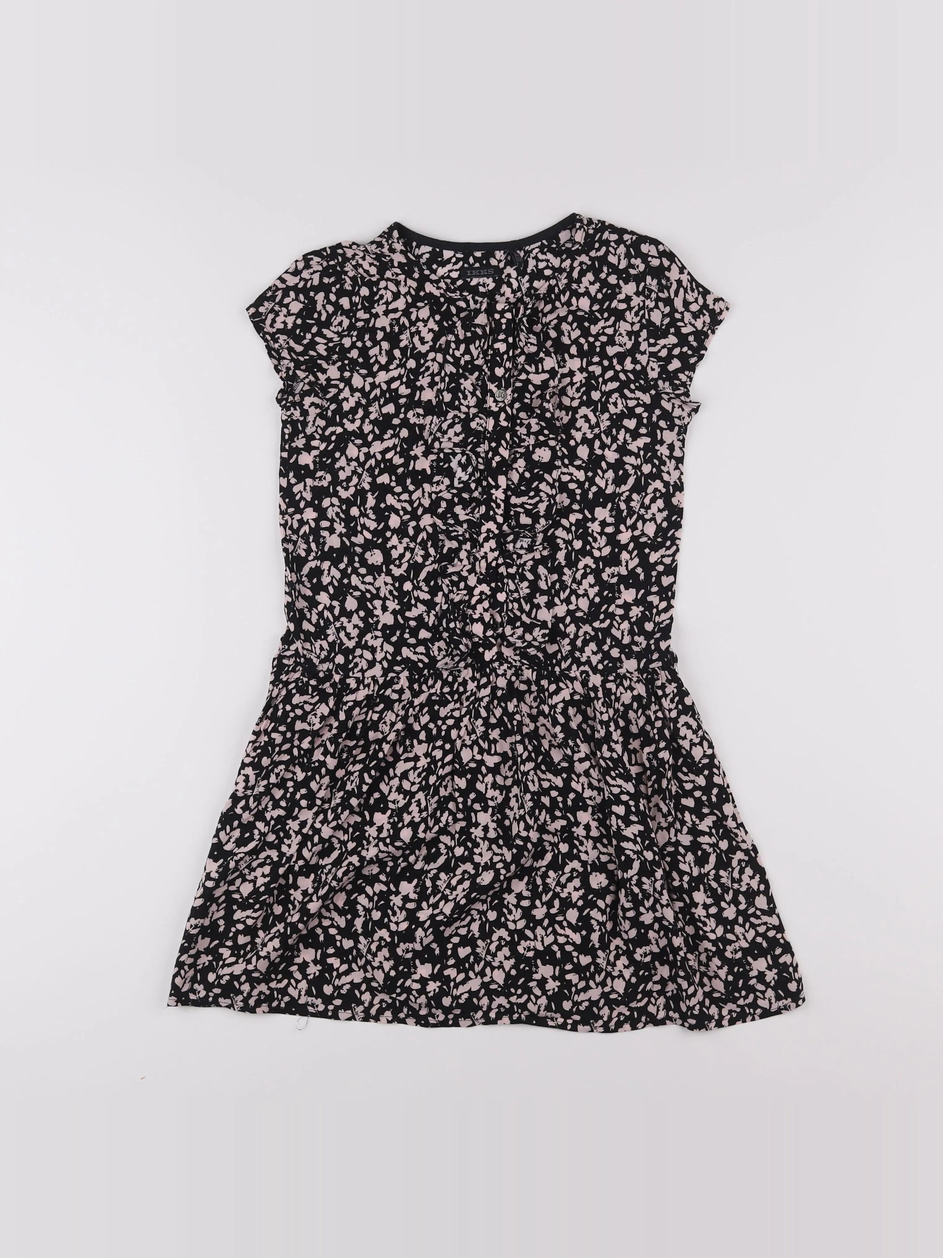 IKKS - robe rose, noir - 8 ans